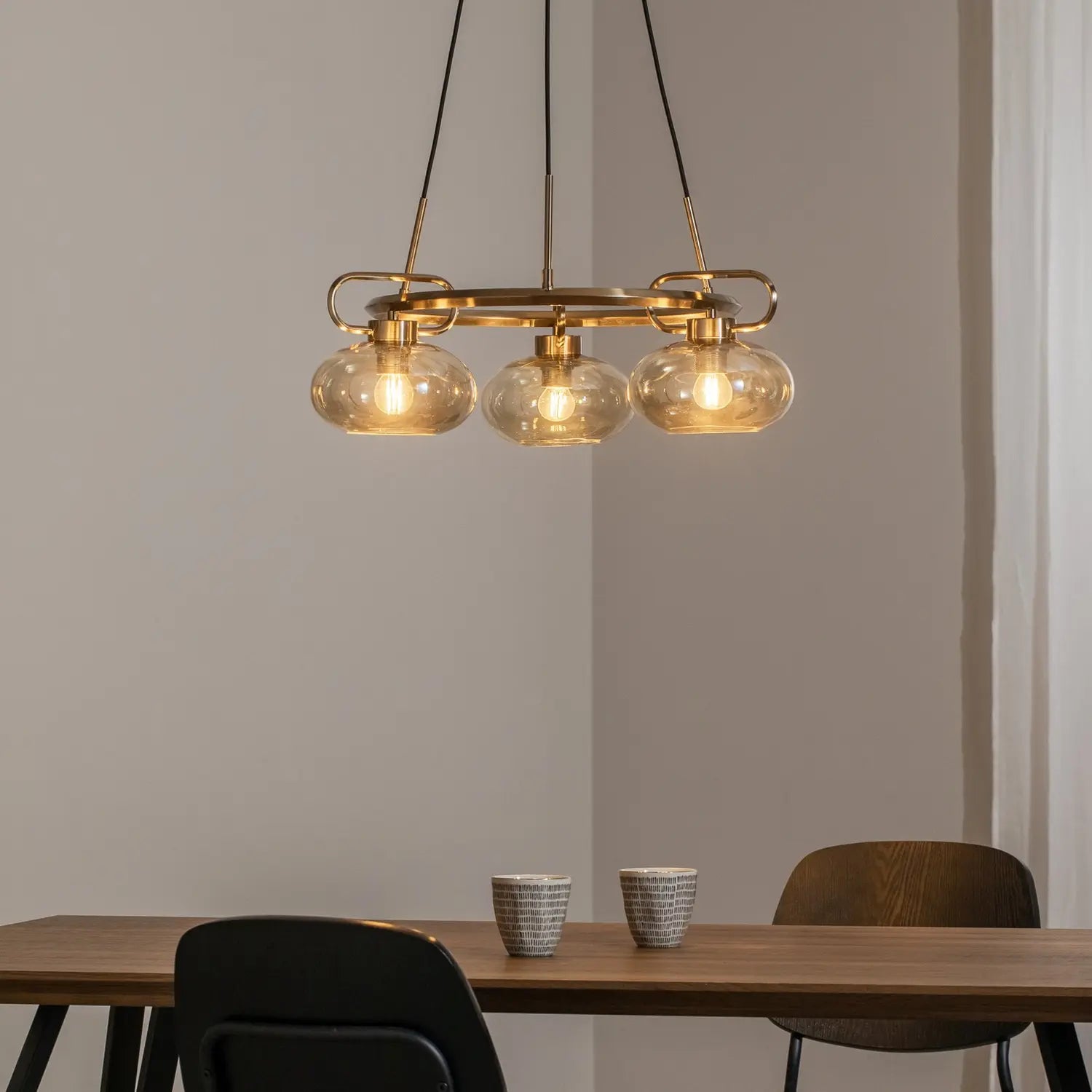 B-Ware Lucea Rolan Hängeleuchte Pendelleuchte Glas Messingfarben ø 56 Cm 3 Flammig E27