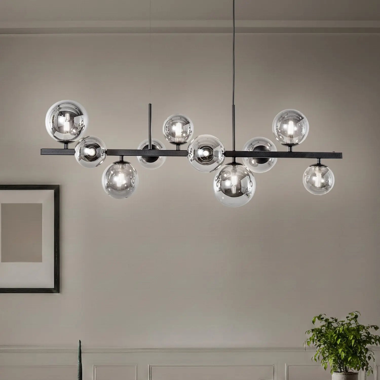 B-Ware Hängeleuchte Pendelleuchte Rumba Glas Metall Schwarz Rauchgrau Lampe Leuchte
