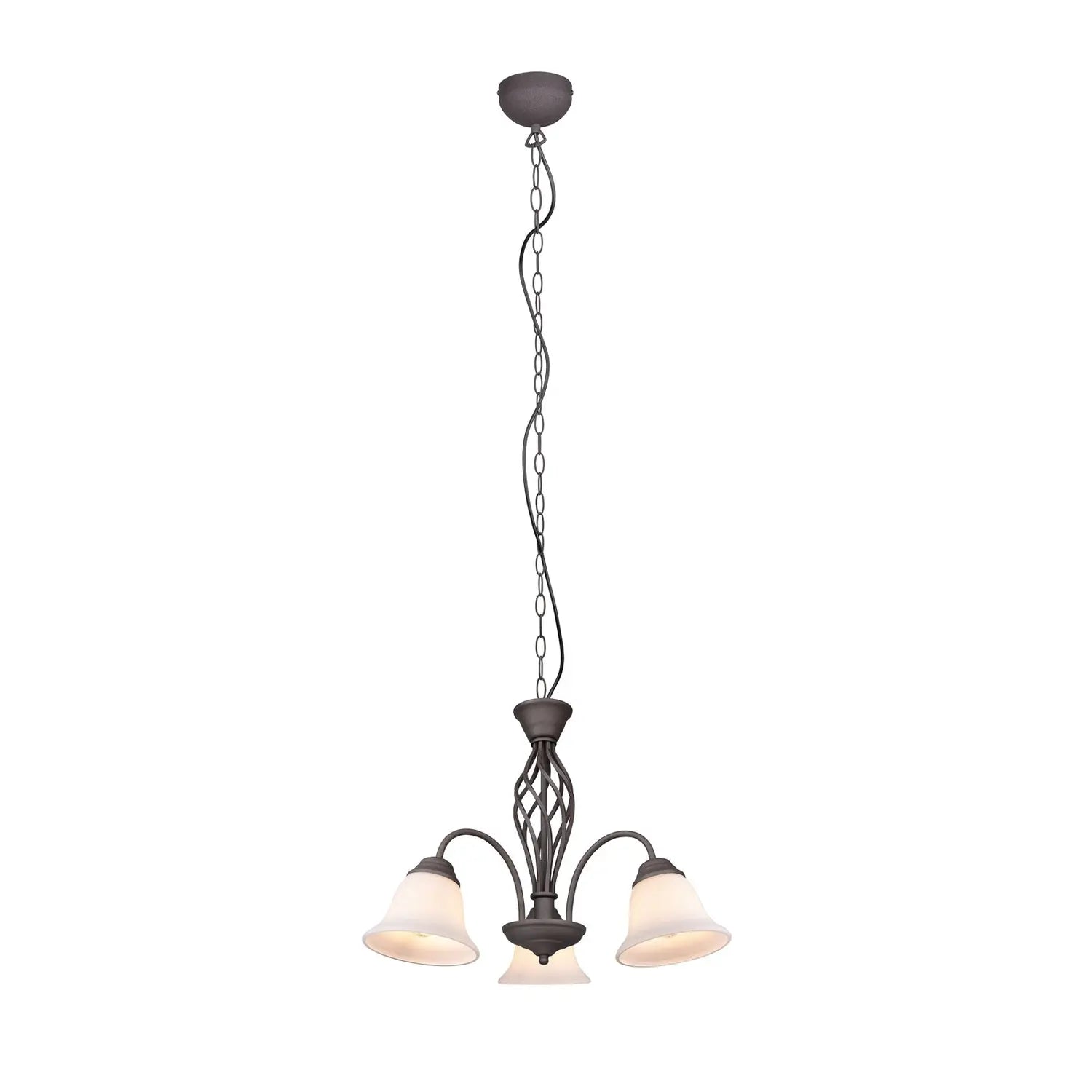 B-Ware Trio Lighting Hängeleuchte Pendelleuchte Rustica Rostfarben Dreiflammig Glas