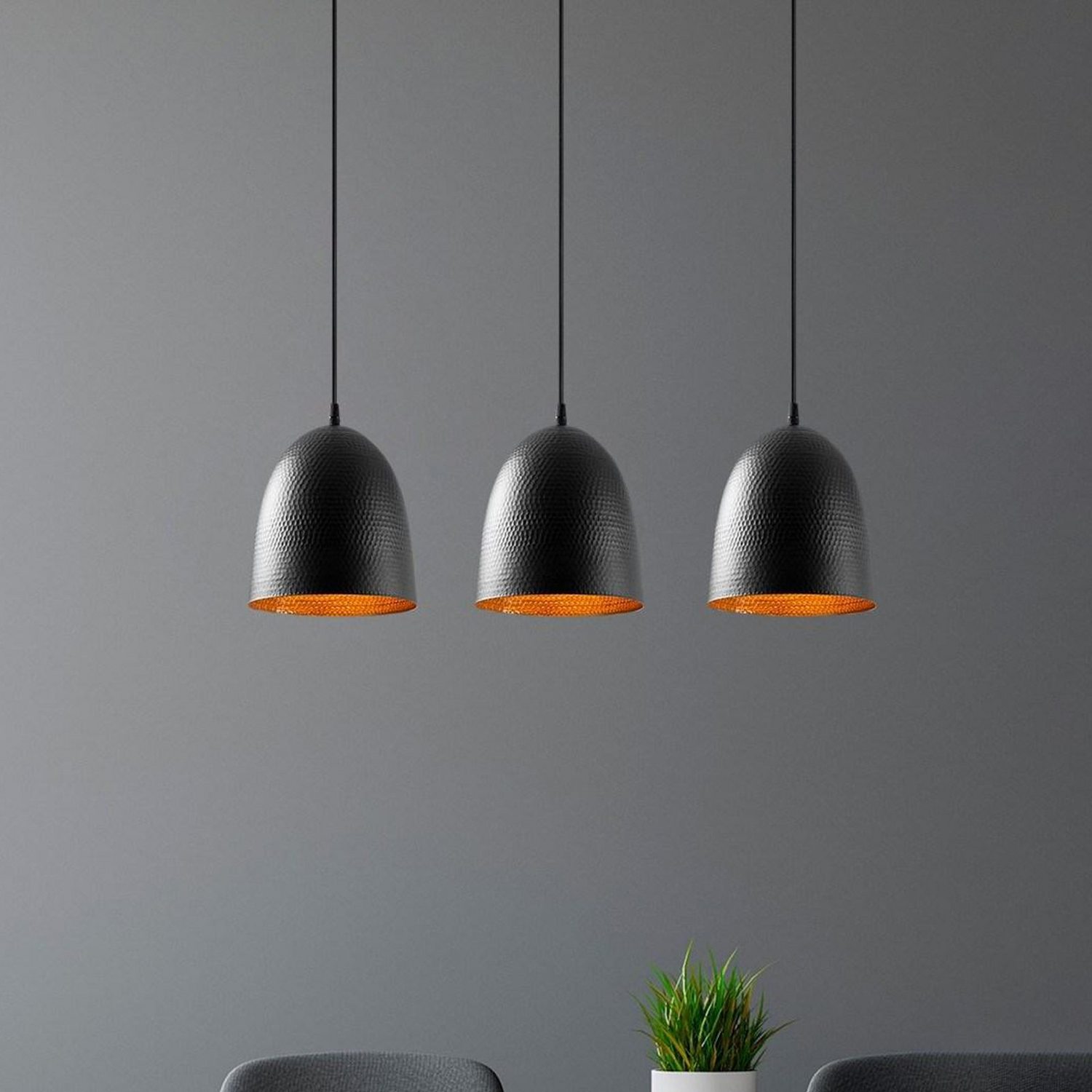B-Ware Opviq Hängeleuchte Pendelleuchte Tattoo 6173 Schwarz Metall Dreiflammig Linear