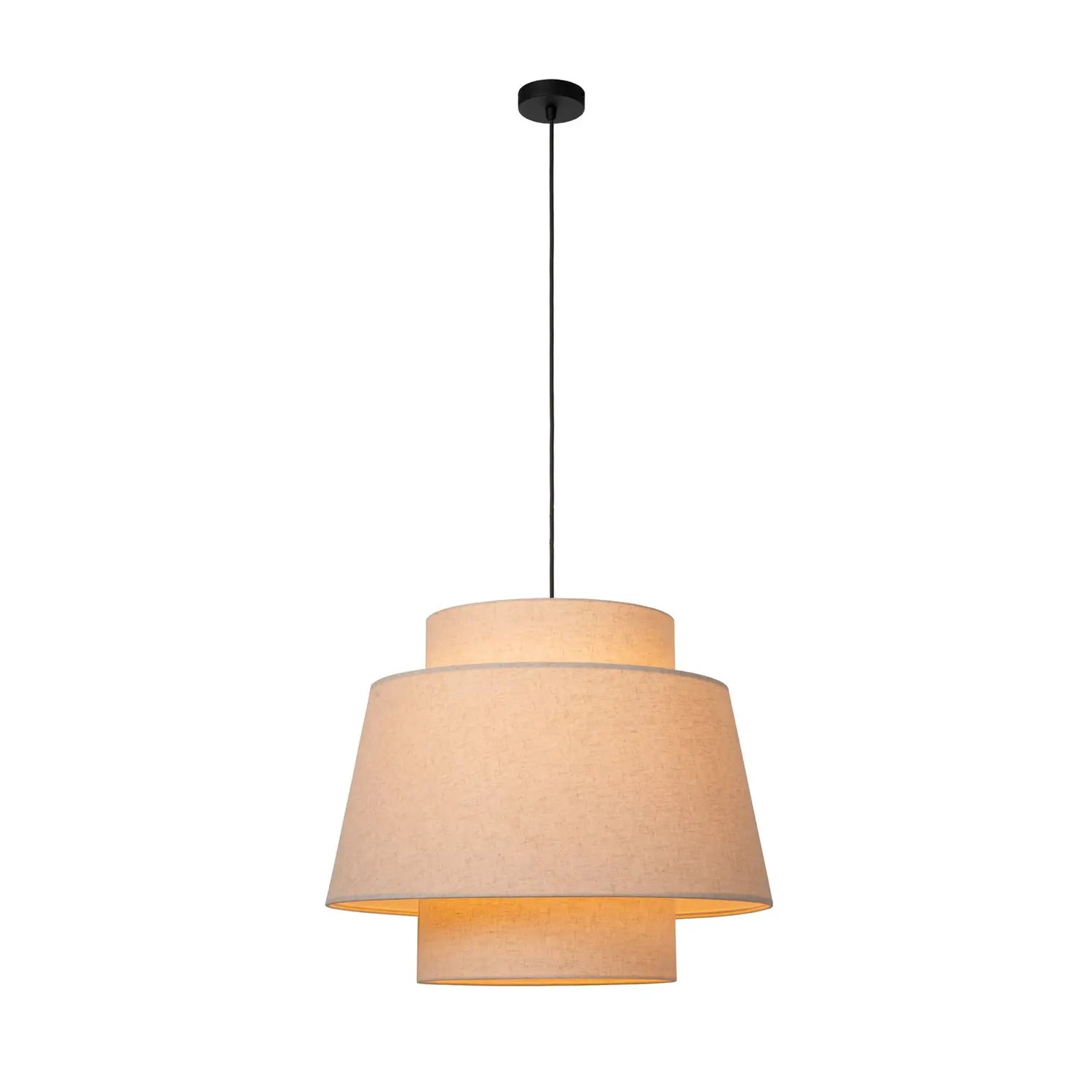 B-Ware Lucide Hängeleuchte Pendelleuchte Tribute Textil Beige Rund Einflammig 60 Cm