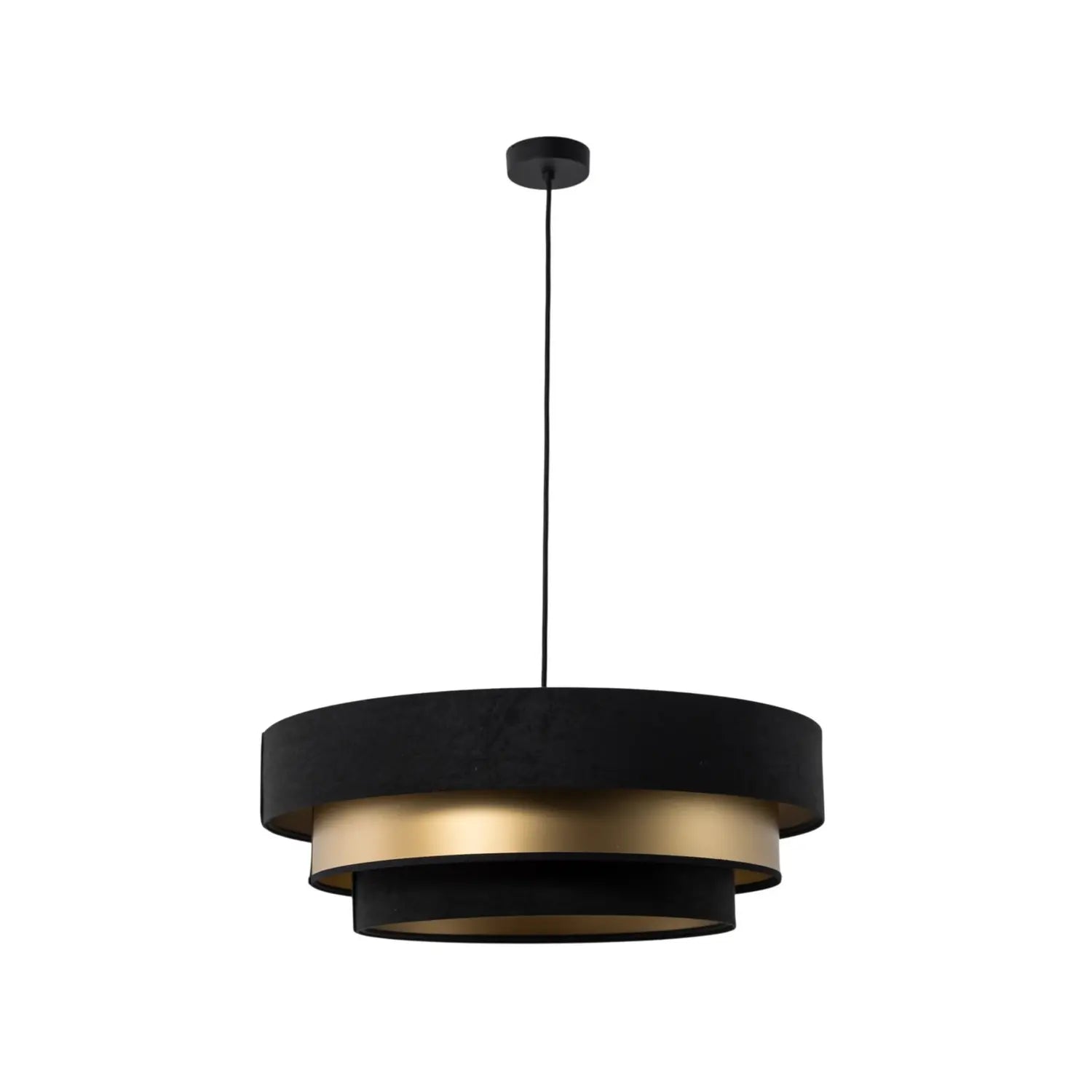 B-Ware Maco Design Hängeleuchte Pendelleuchte Triniti Schwarz Gold Textil ø60cm E27 Led