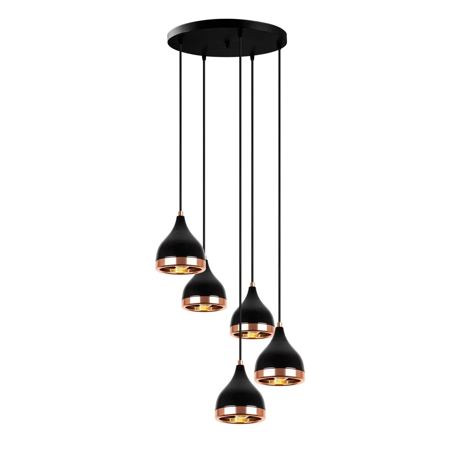 B-Ware Yildo Hängeleuchte Pendelleuchte Schwarz Kupfer Metall Leuchte Lampe Rund