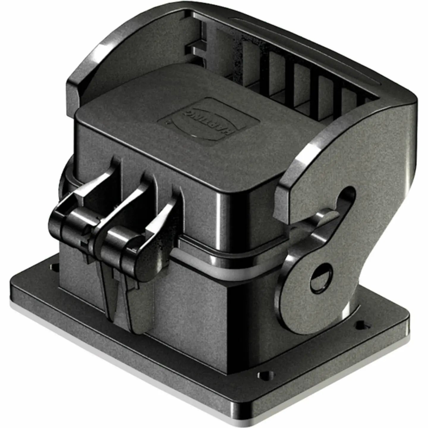 B-Ware Harting Anbaugehäuse Gehäuse Kunststoff Schwarz 6 B Längsbügel Klappdeckel