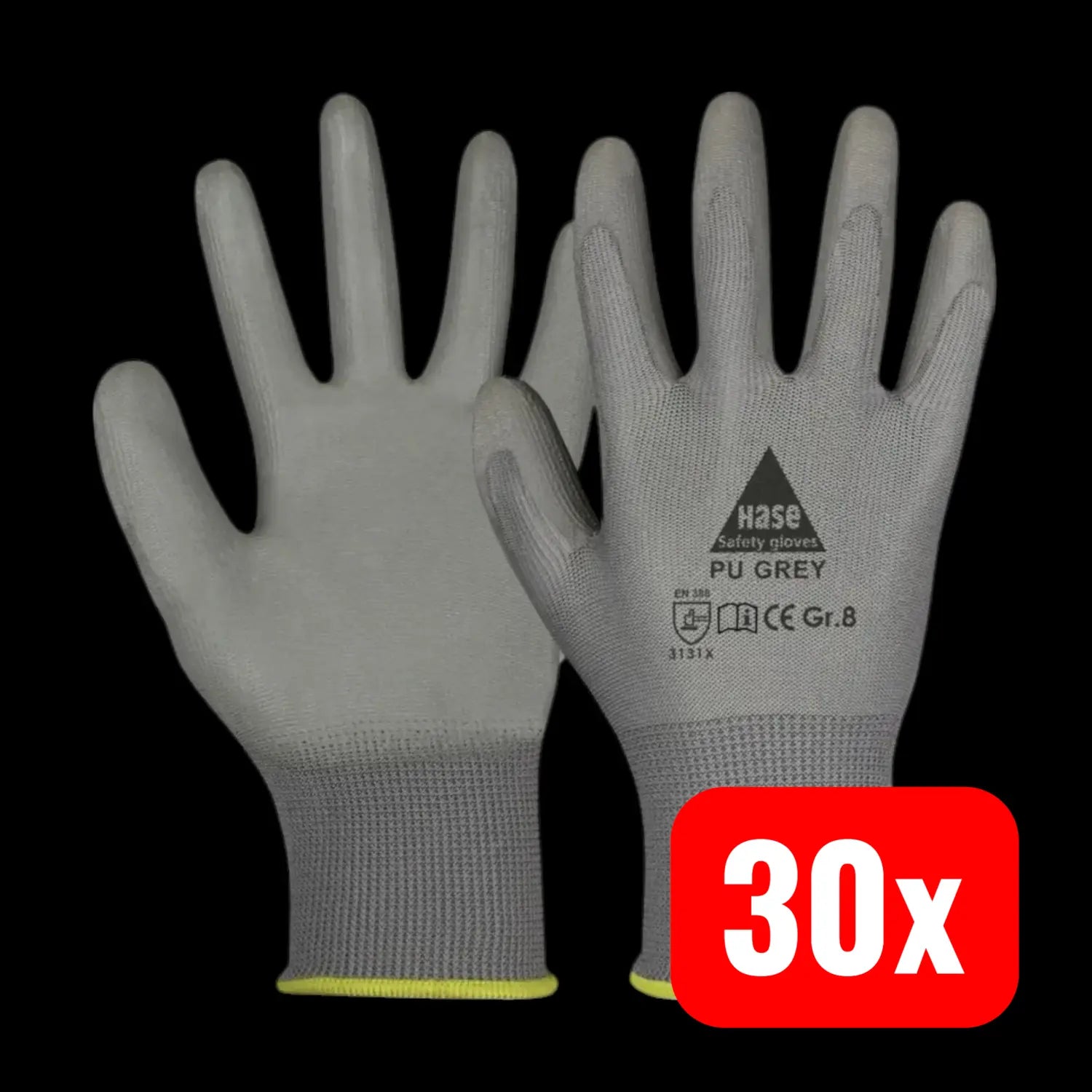 B-Ware Hase Handschuh Montagehandschuh Arbeitshandschuh Polyester Pu Gr 10 Grau 30 Paar