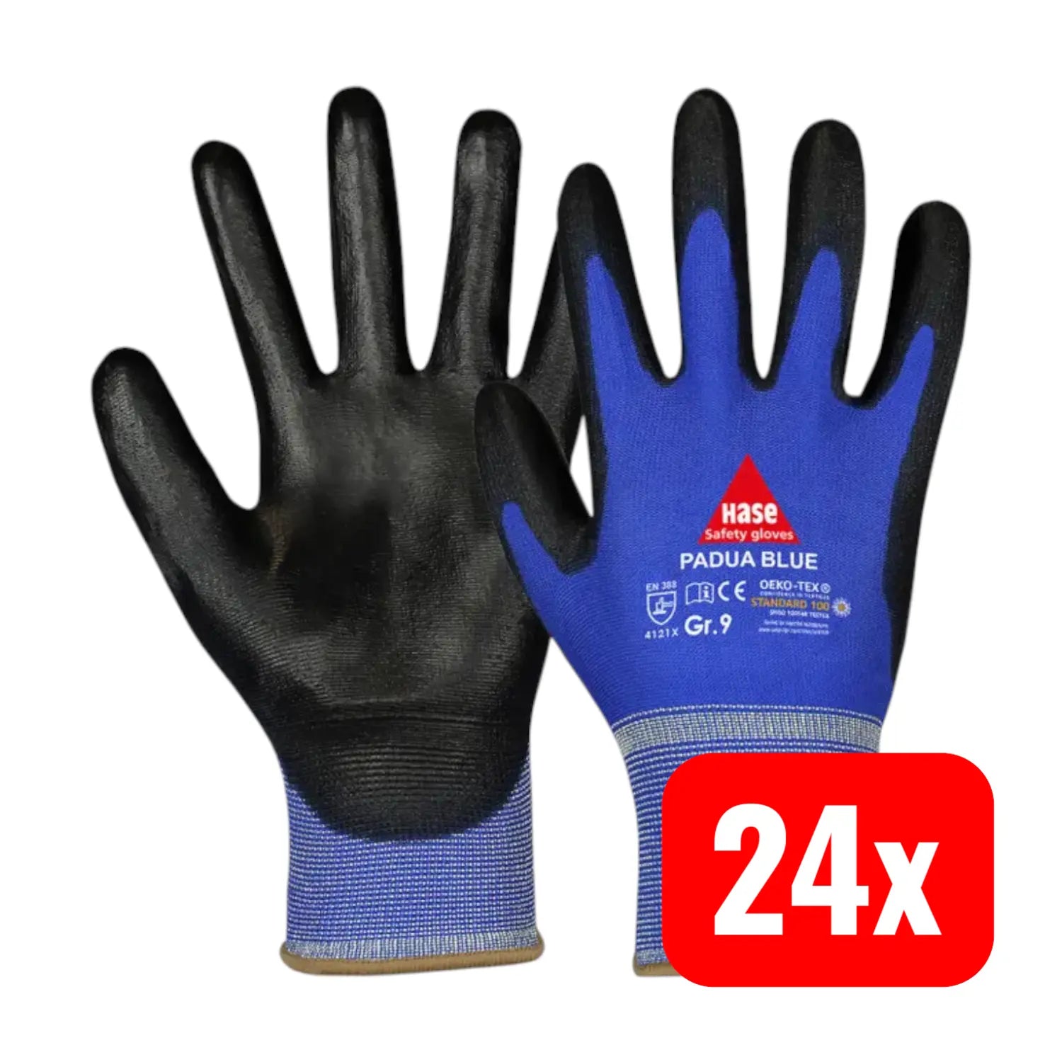 B-Ware Hase Montagehandschuhe Arbeitshandschuhe Größe 9 Padua Blue Nylon 24 Paar