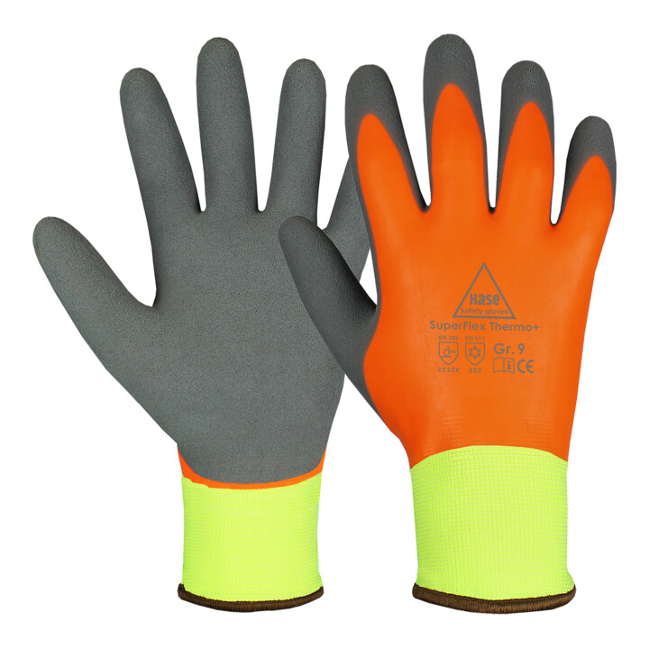 B-Ware Hase Montagehandschuh Arbeitshandschuh Winterhandschuh Neon Gelb Polyester Latex