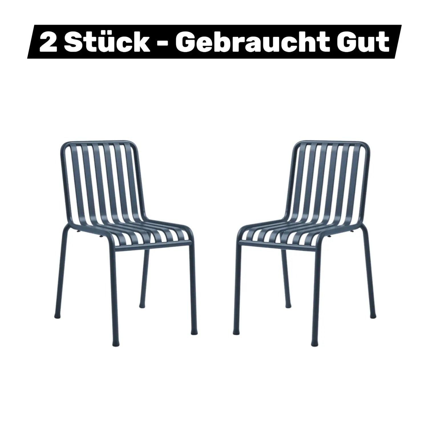 B-Ware Hay Palissade Stuhl Gartenstuhl Metallstuhl Deep Blue Exklusive Edition 2 Stück