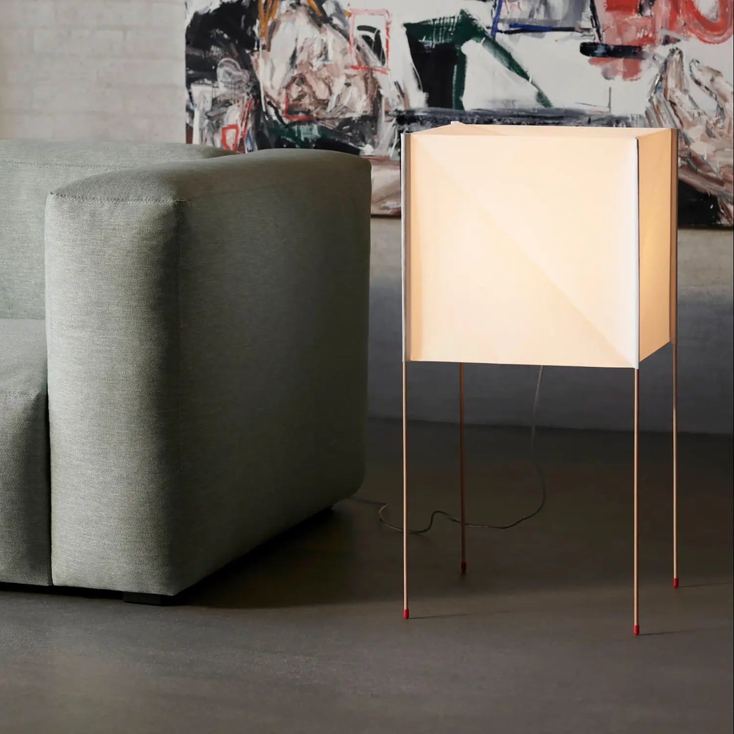 B-Ware Hay Stehleuchte Lampe Cube Paper Licht Buche Weiß Led Leuchte Holz Bertjan Pot