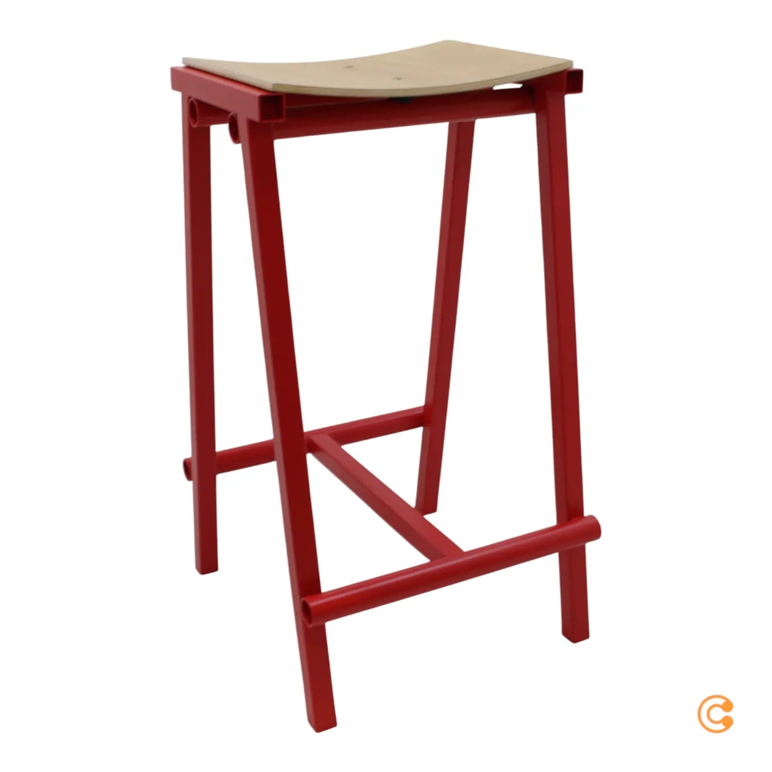B-Ware Hay Taburete 8 Barhocker Hocker Eiche Signalrot Niedrig 65cm Siehe Text/Foto
