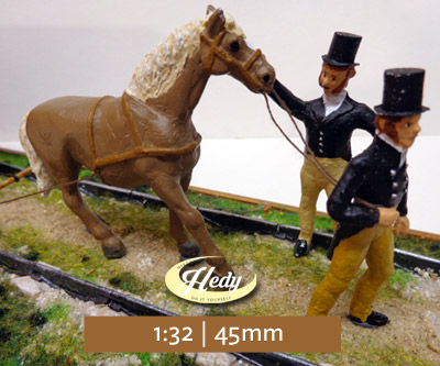 Pferd mit 2 Kutschern 1:32