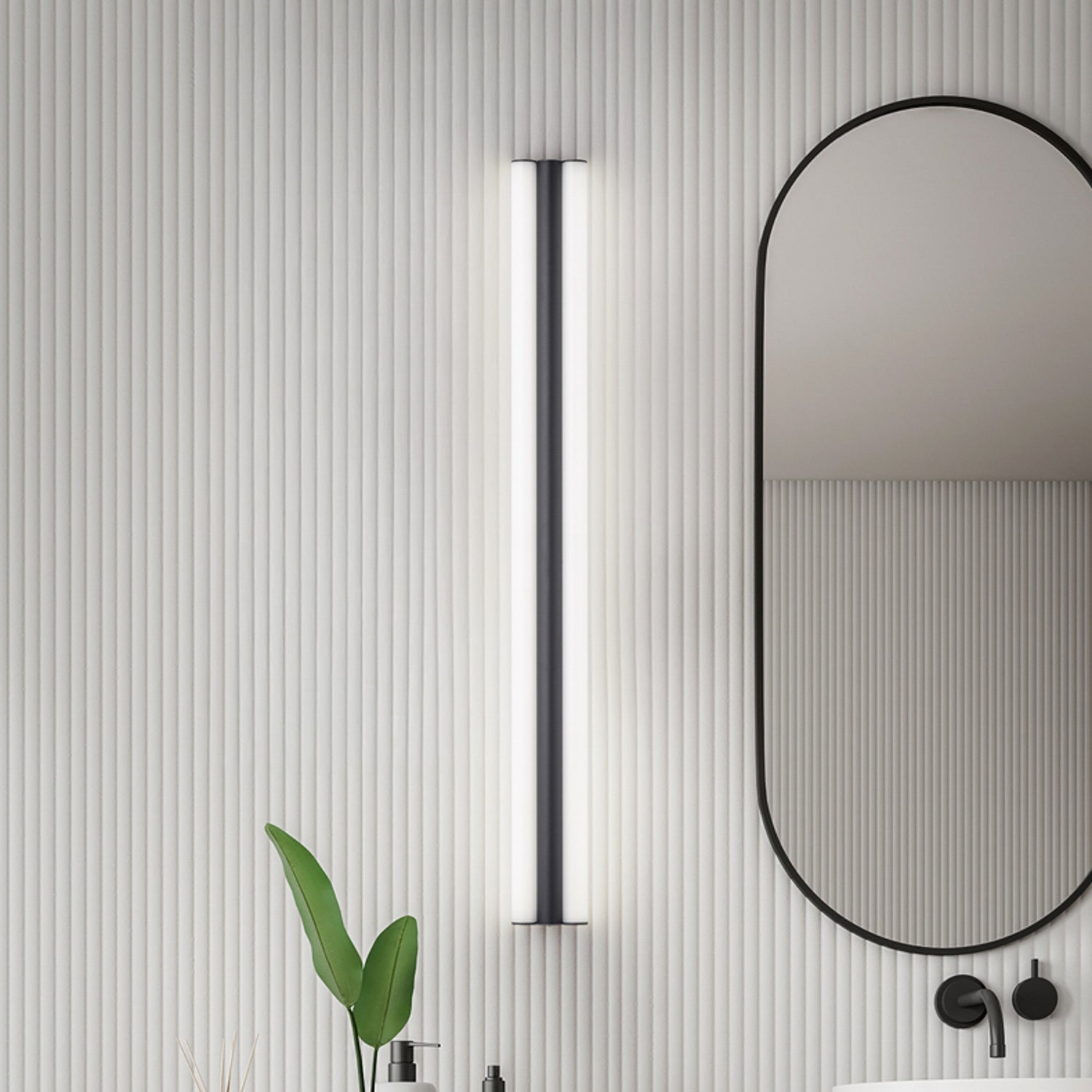 B-Ware Helestra Spiegellampe Spiegelleuchte Led Loom Badezimmer Schwarz 90 Cm 36 W Ip44