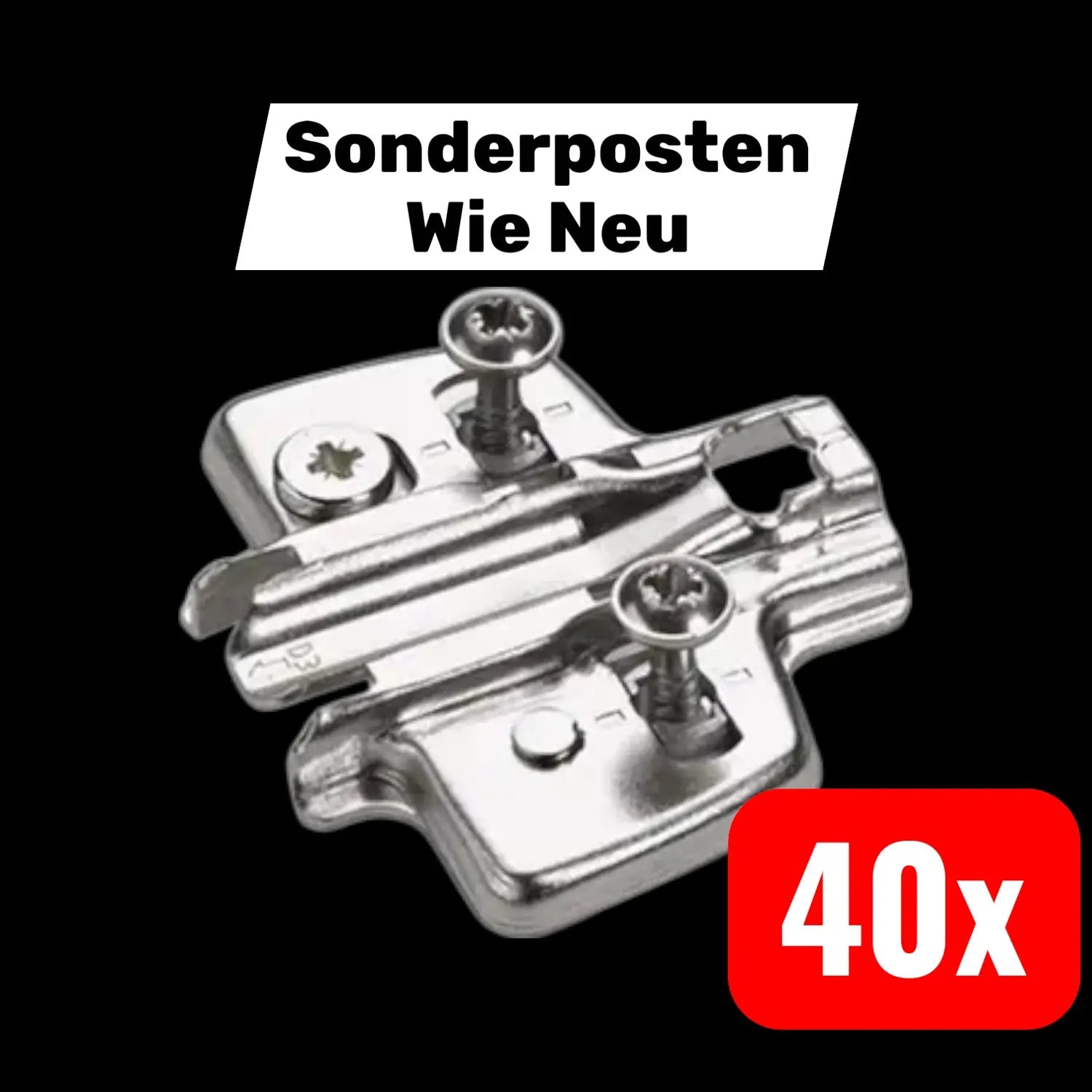 B-Ware Hettich Kreuzplatte Vernickelt Lochreihe 37x32mm Spezialschrauben 40 Stück