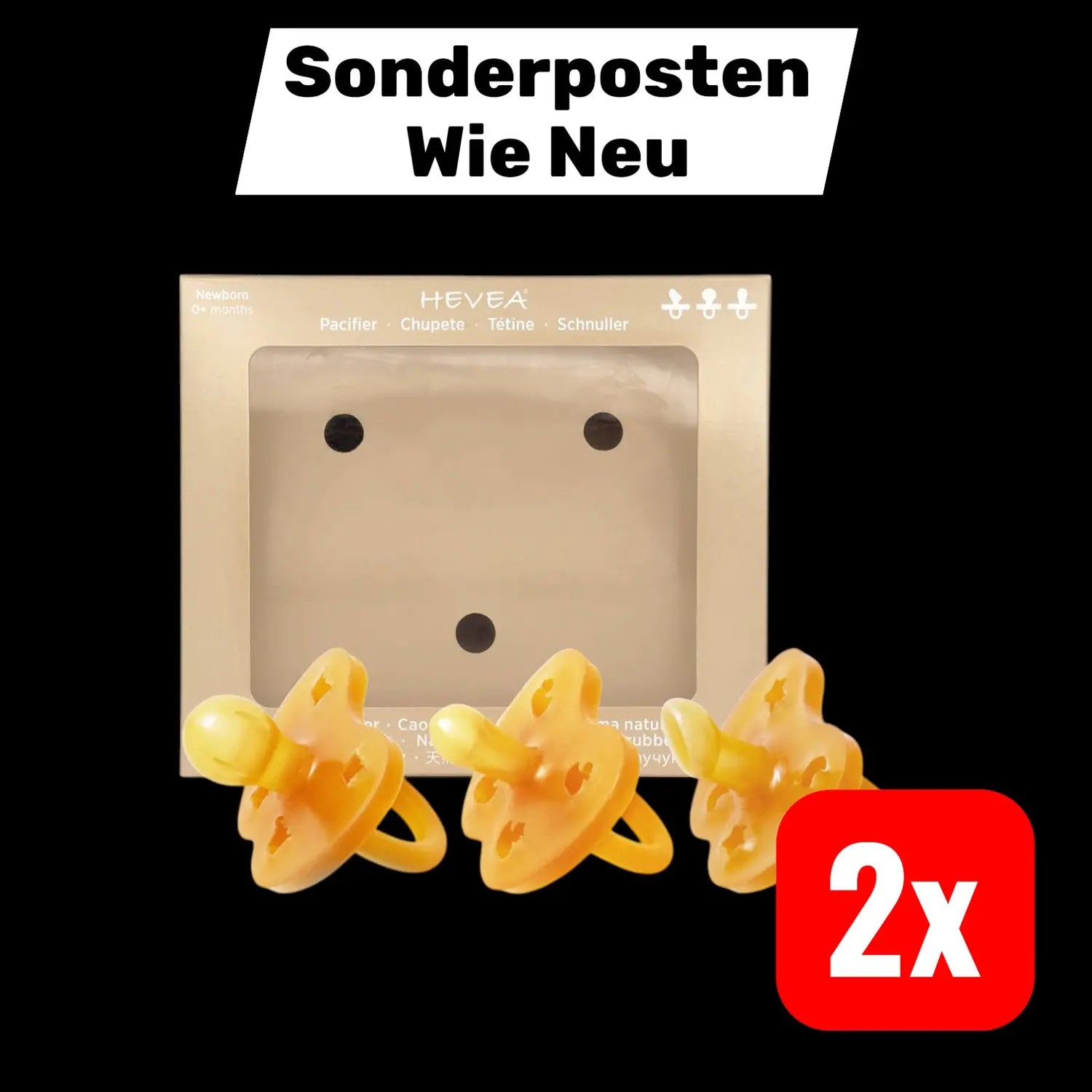 B-Ware Hevea 3er Pack Schnuller Naturkautschuk Classic Kiefergerecht Rund Ab 2 Sets