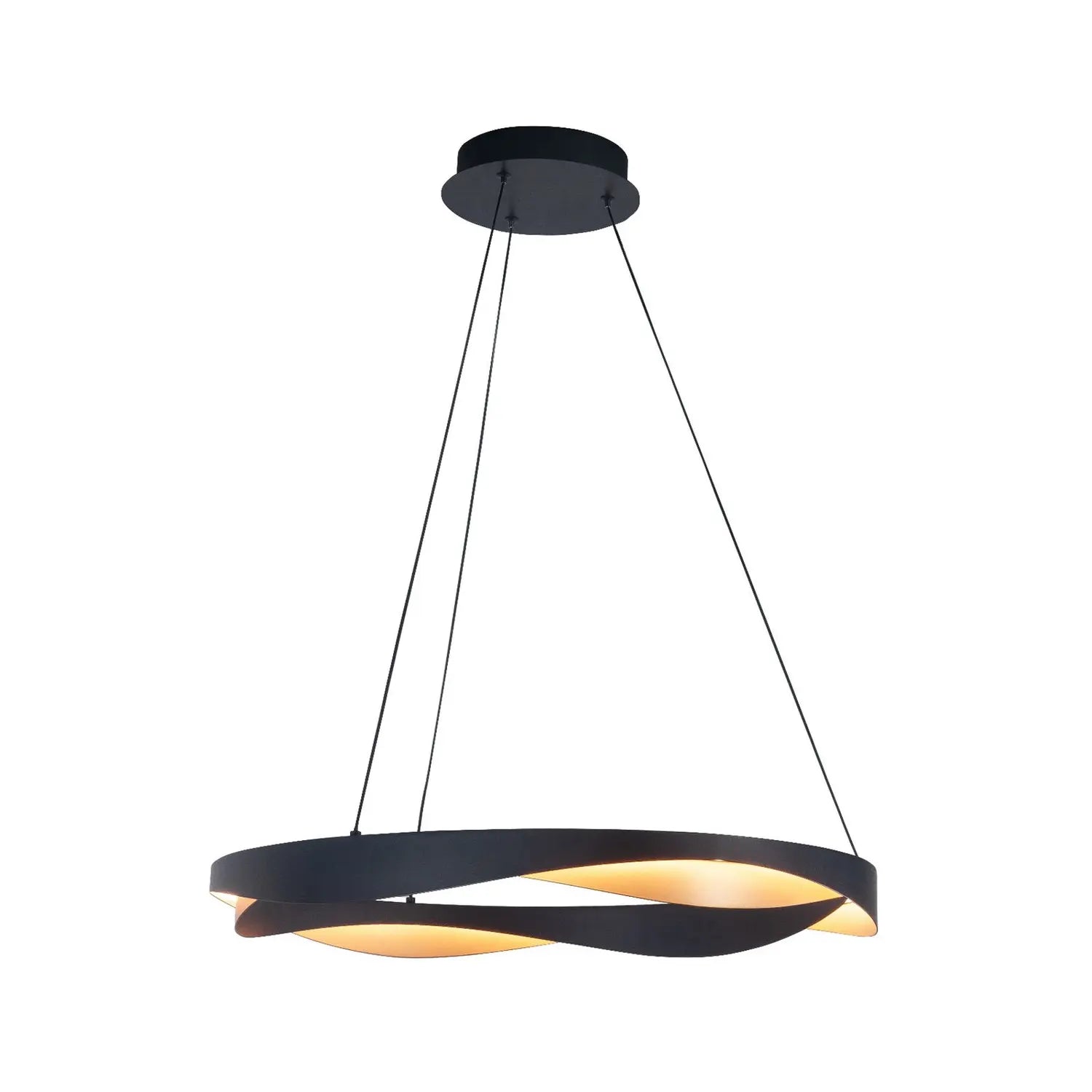 B-Ware High Light Pendelleuchte Hängelampe Led Schwarz Gold Metall Dimmbar 64 Cm