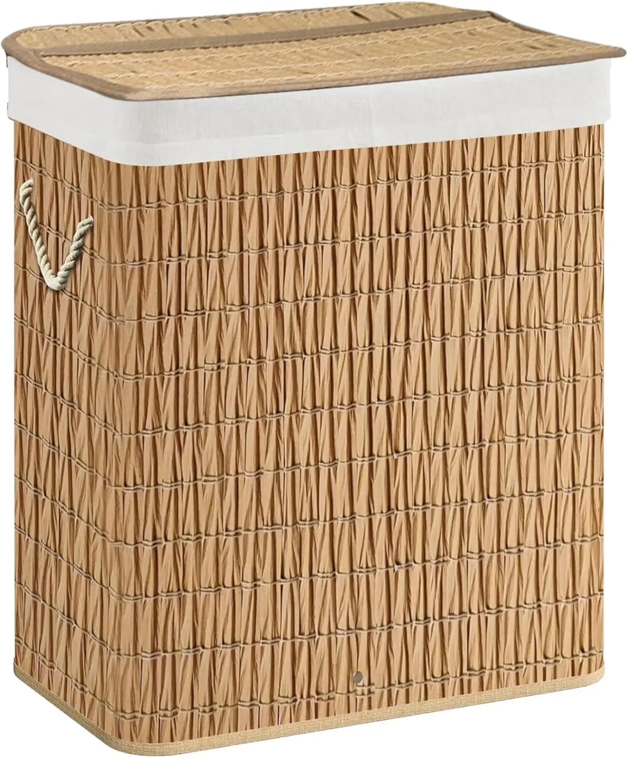 B-Ware Hjh Living Wäschekorb Falster Xlr Wäschesammler Rattan Braun 2 Fächer 52x32x6529
