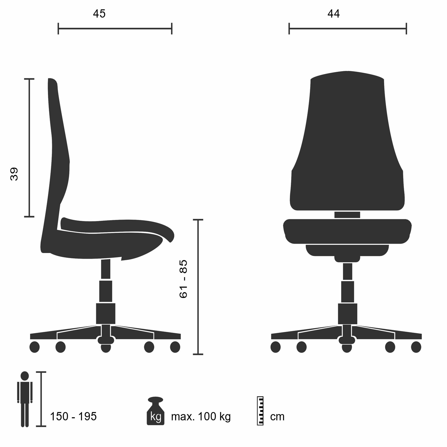 B-Ware Hjh Office Arbeitsstuhl Top Work 05 Arbeitshocker Schwarz Stoff Siehe Text/Foto