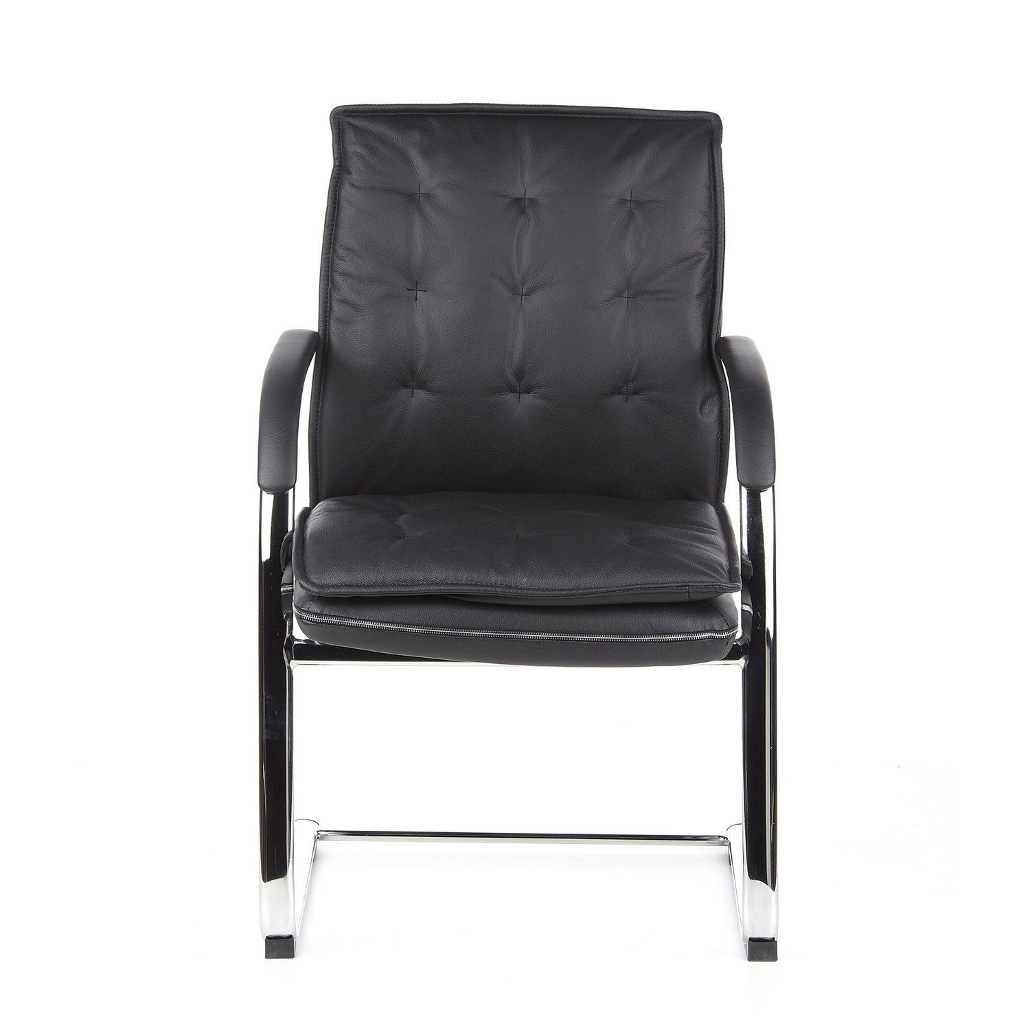 B-Ware Hjh Office Villa V Konferenzstuhl Freischwinger Stuhl Sitz Nappaleder Schwarz891