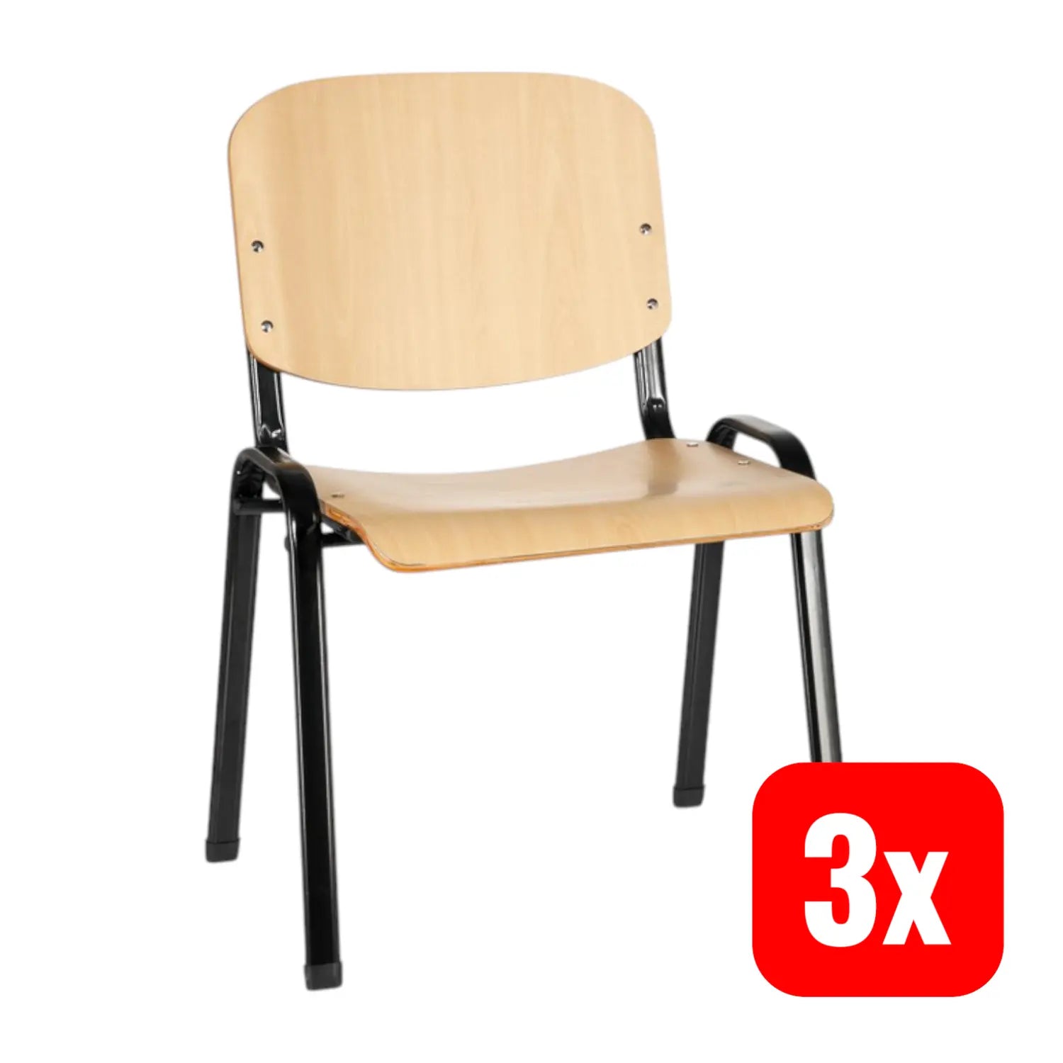 B-Ware Hjh Office Vierfußstuhl Konferenzstuhl Xt 600 Schwarz Buche Siehe Text 3 Stück