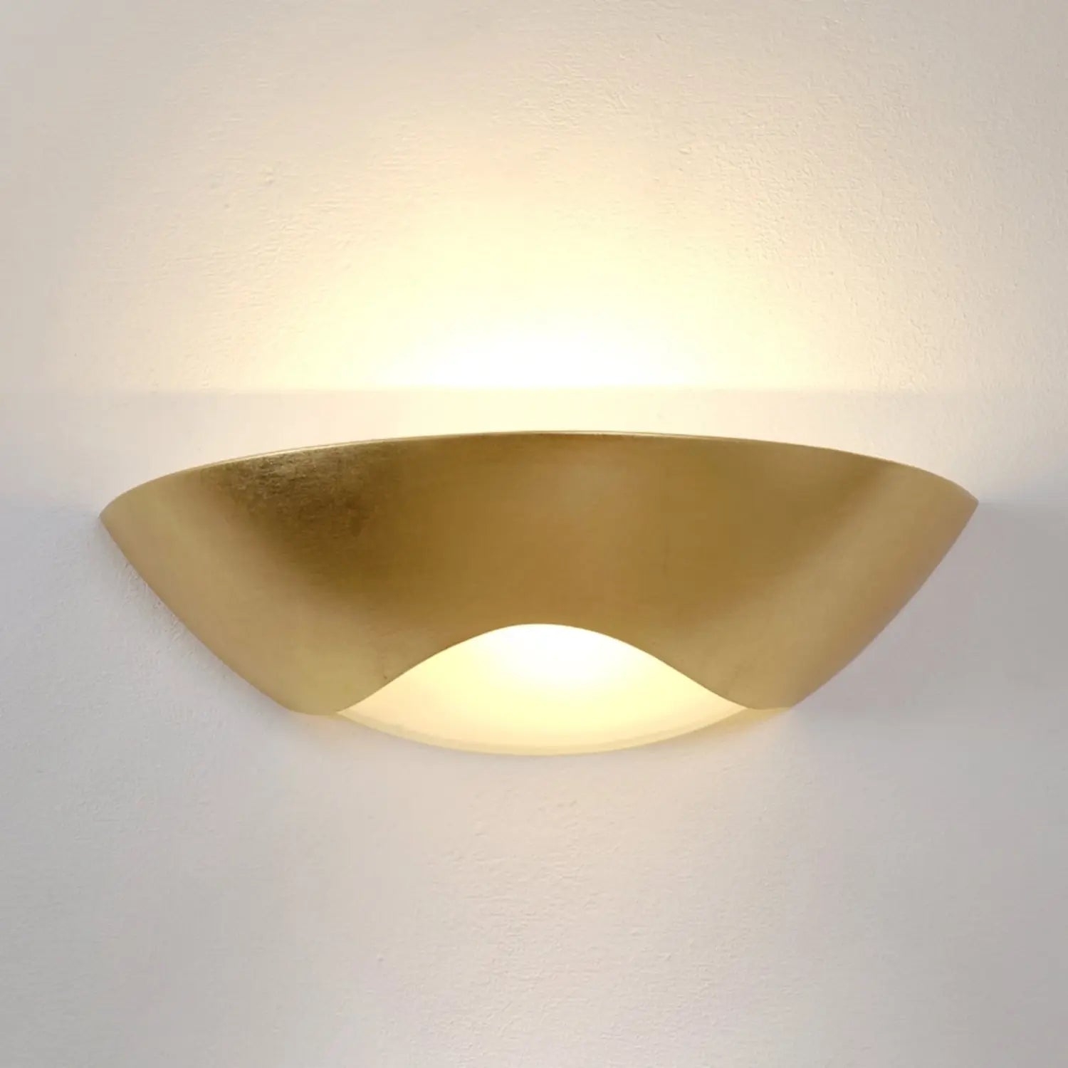 B-Ware Holländer Wandleuchte Wandlampe Matteo Curve Blattgold Glas Keramik Weiß R7s Led