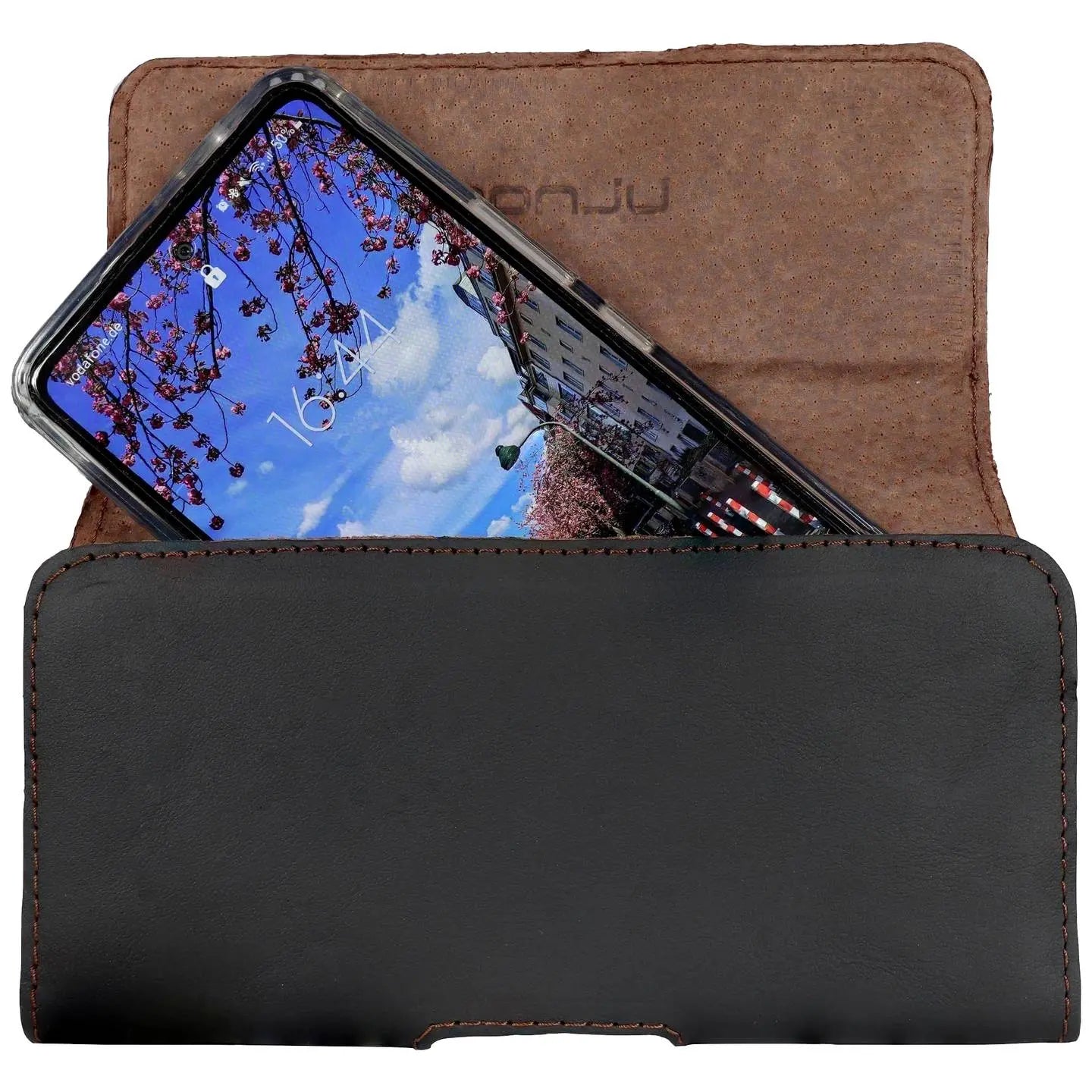 B-Ware Honju Gürteltasche Handytasche Horizon 5 Xl Schwarz Leder Smartphone 6,1 6,7 Zoll