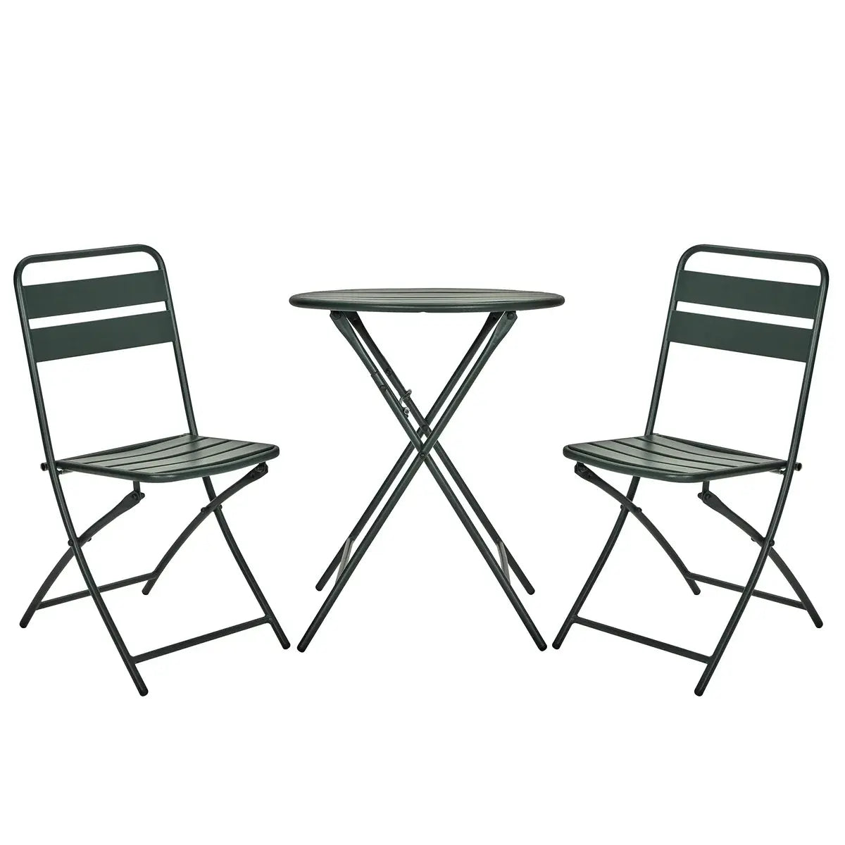 B-Ware House Doctor Bistroset Sitzgruppe Gartenmöbel Grün Metall Dreiteilig Outdoor