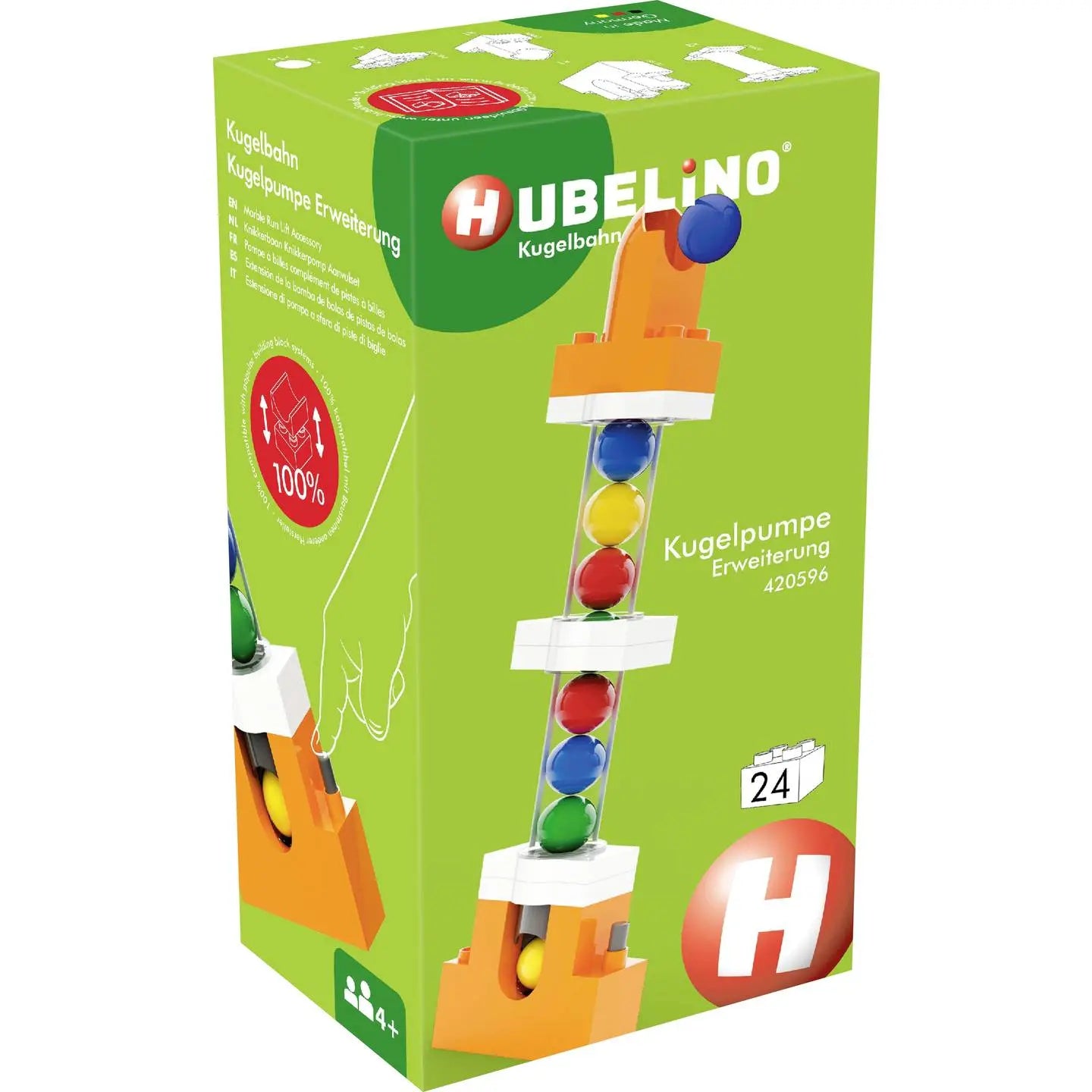B-Ware Hubelino Konstruktions Set Baustein Kugelpumpe Erweiterung Kugelbahn 24 Teile