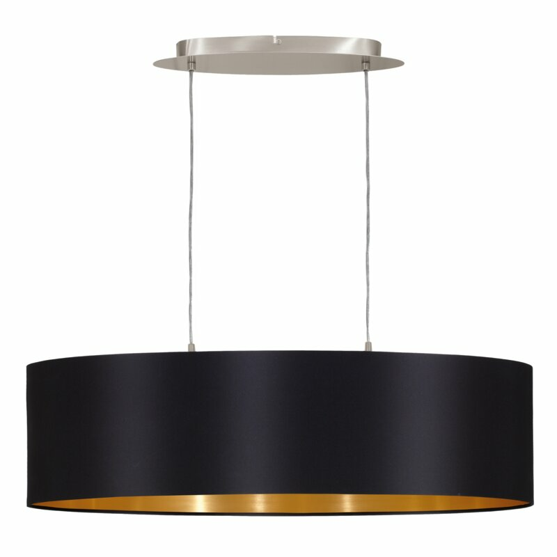 B-Ware Hykkon Brielle Trommel Pendelleucht Hängelampe Deckenlampe Rund Schwarz Gold