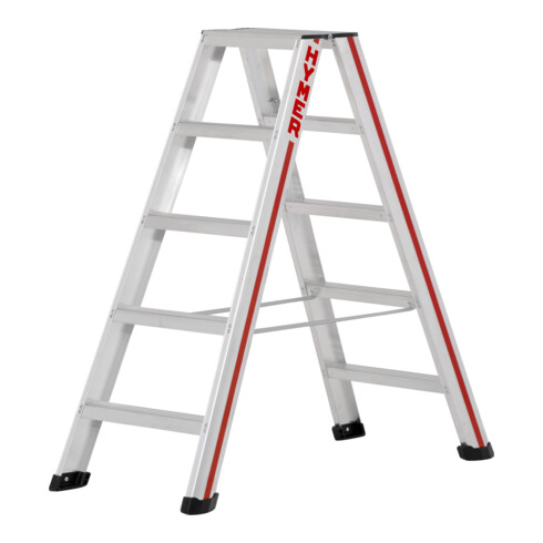 B-Ware Hymer Stufenstehleiter Trittleiter Beidseitig Begehbar 2x5 Stufen Aluminium