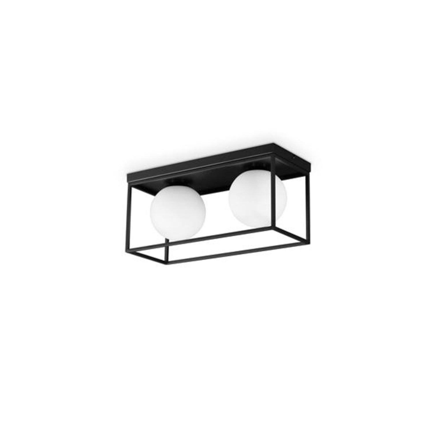 B-Ware Ideallux Deckenleuchte Deckenlampe Lingotto Schwarz Glas Weiß E14 Led 2 Flammig