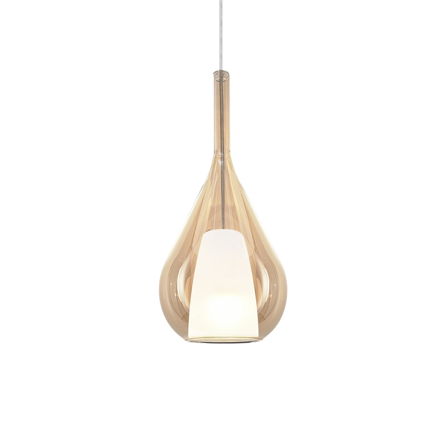 B-Ware Ideal Lux Pendellampe Hängelampe Kalique 3 Amber Kunststoff Extern Dimmbar Led