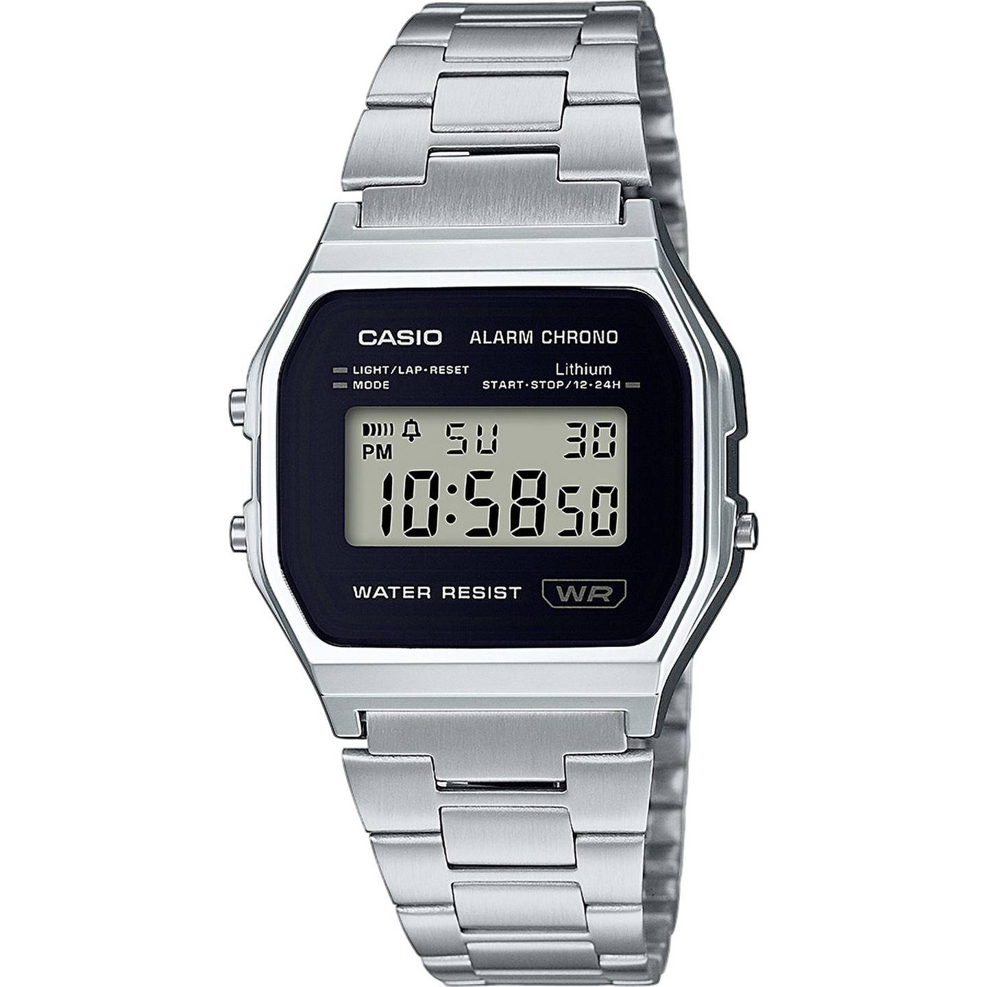 B-Ware Casio Armbanduhr A158WEA-1AEF Digitaluhr Edelstahlarmband silber 48g
