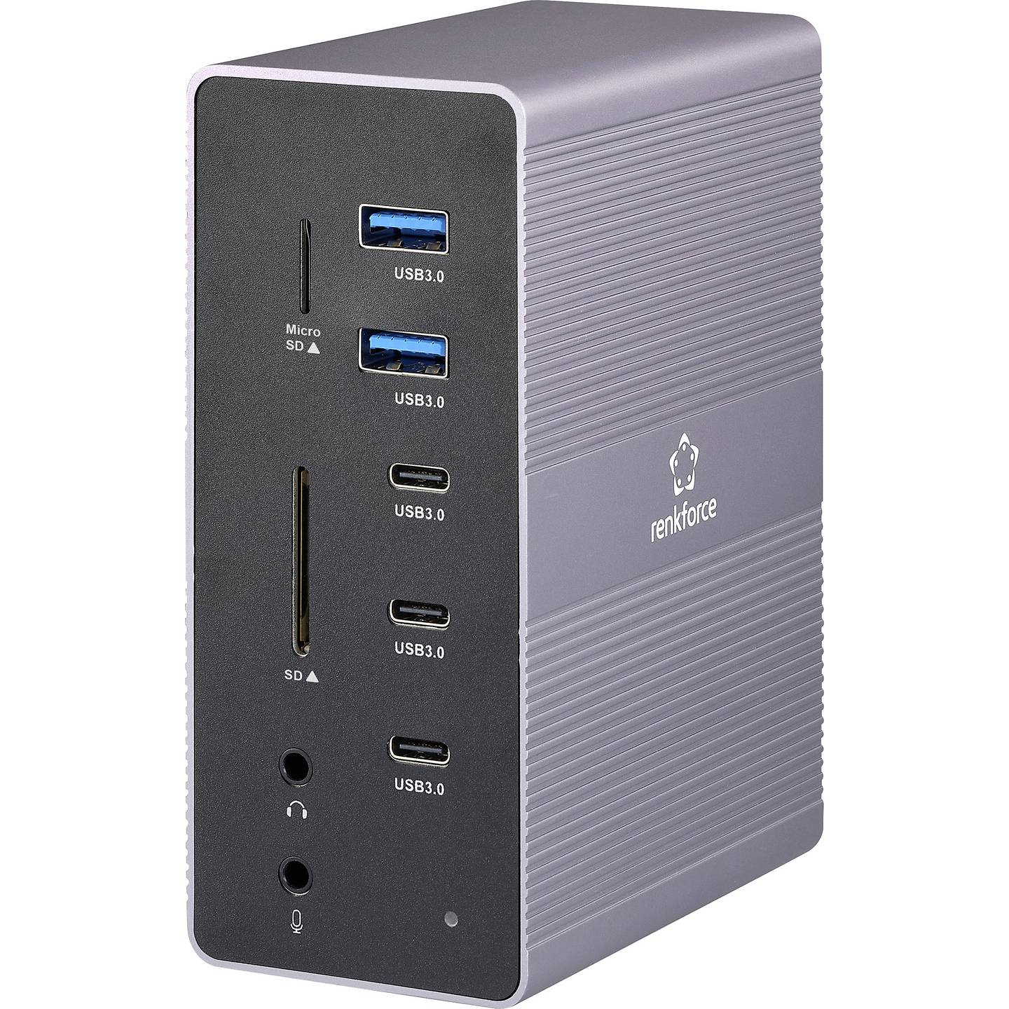 B-Ware Renkforce USB-C Dockingstation RF-DKS-910 3x HDMI Grau Ladefunktion 7680x4320px