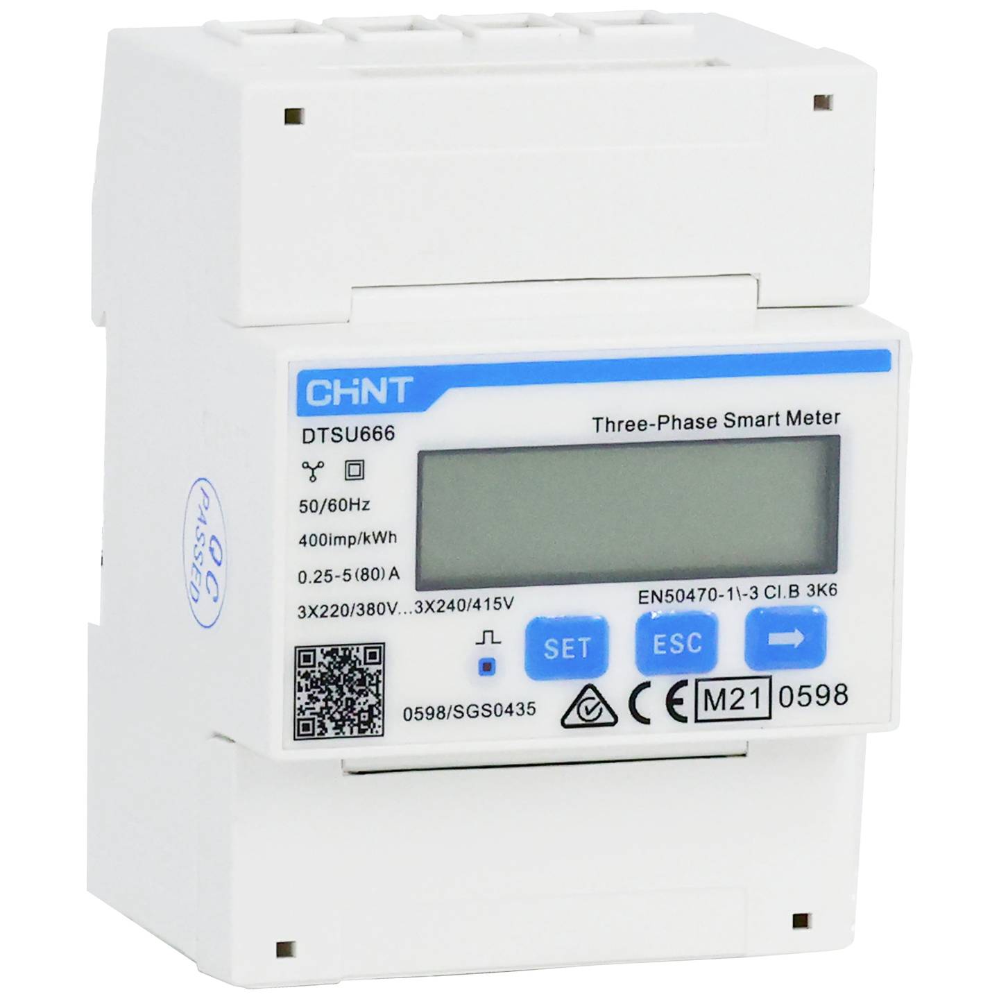 B-Ware Chint Drehstromzähler G DTSU666-CT 3x230/400V 1.5(6)A RS485MID digital weiß