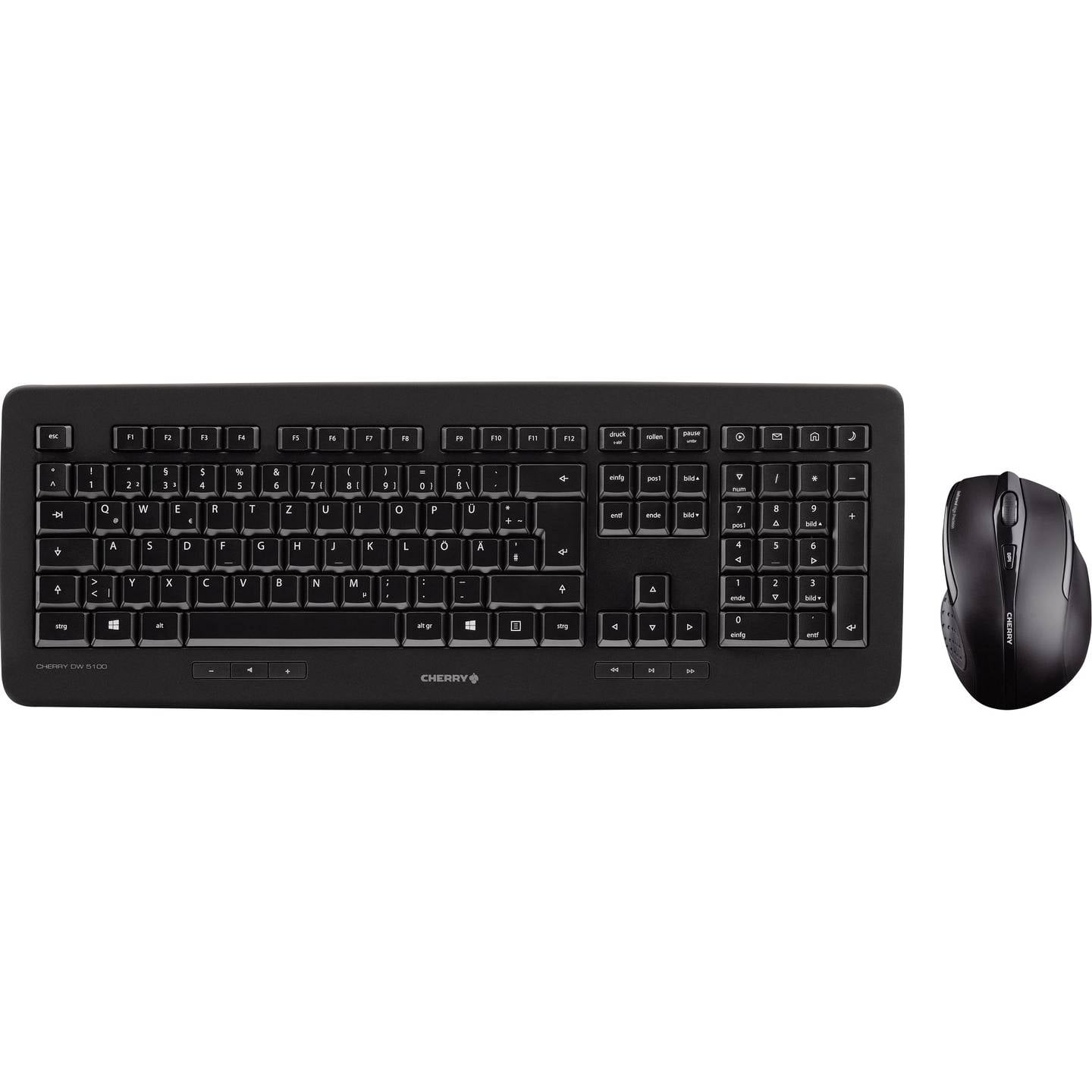 B-Ware Cherry Funk Tastatur Maus-Set DW5100 Infrarot QWERTZ Schwarz USB für Computer