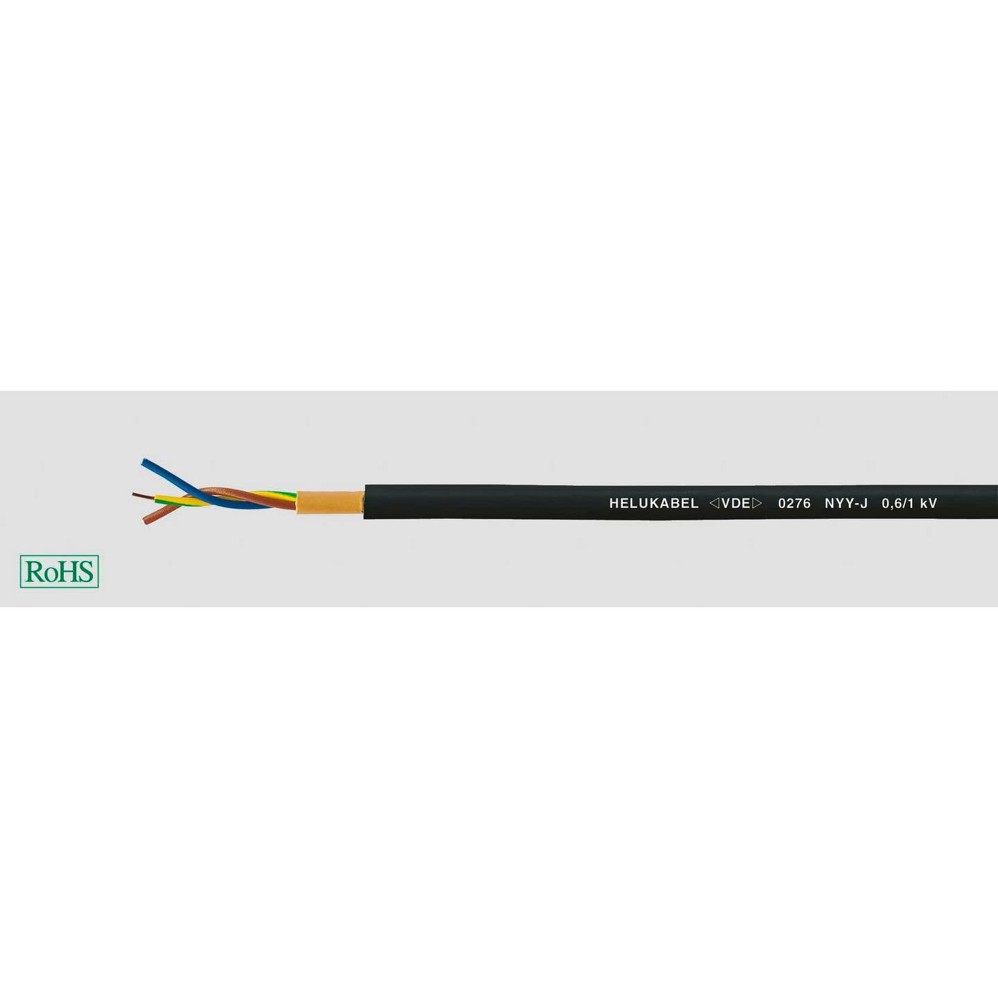 B-Ware HELU Erdkabel NYY-J 3 G 2.5 mm² Schwarz 100 m für Außenanwendungen