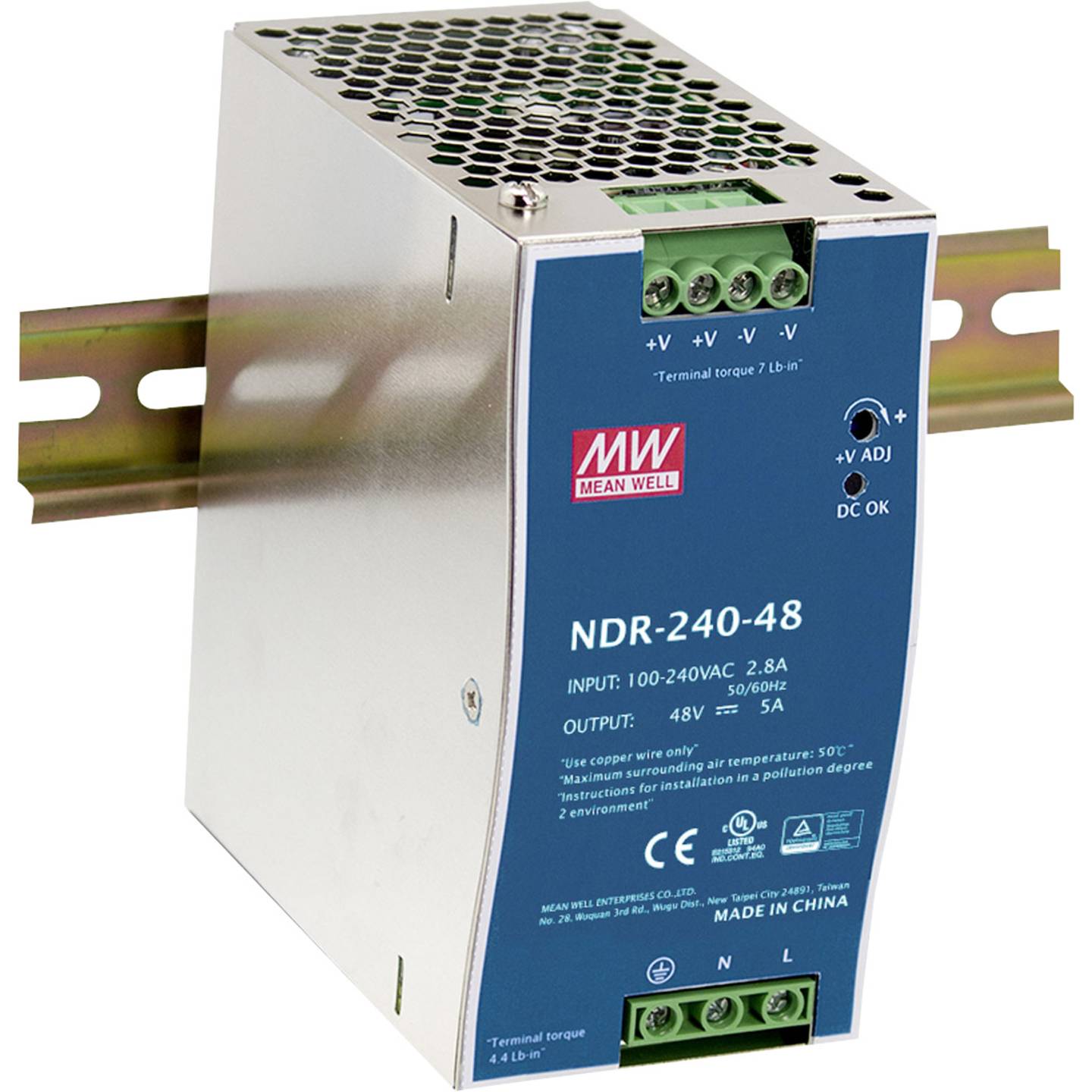 B-Ware Mean Well Hutschienen-Netzteil NDR-240-24 Stromversorgung 240W 24V 10A 1x