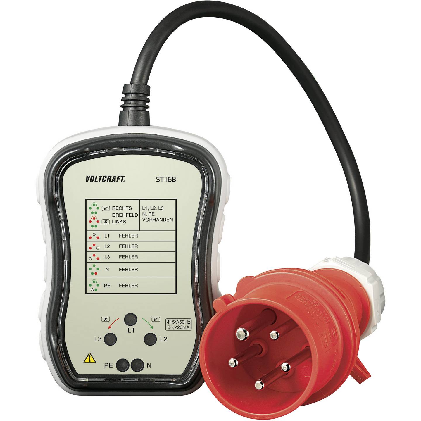 B-Ware Voltcraft Steckdosentester ST-32B Drehfeldprüfung Optisch 380-415V CEE-32A