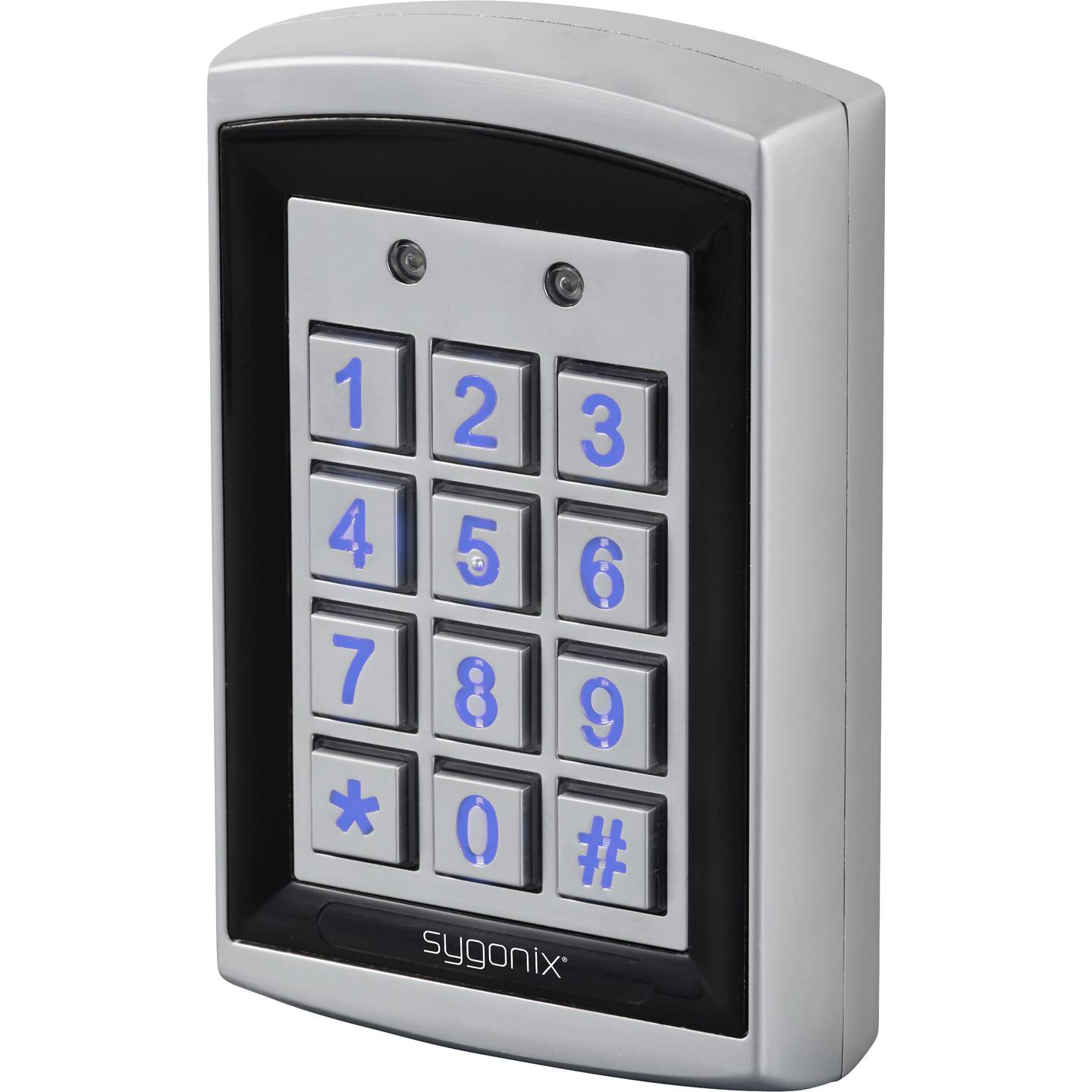 B-Ware Sygonix Code-Tastatur RFID Oberflächenmontage IP66 beleuchtet 12V 24V silber