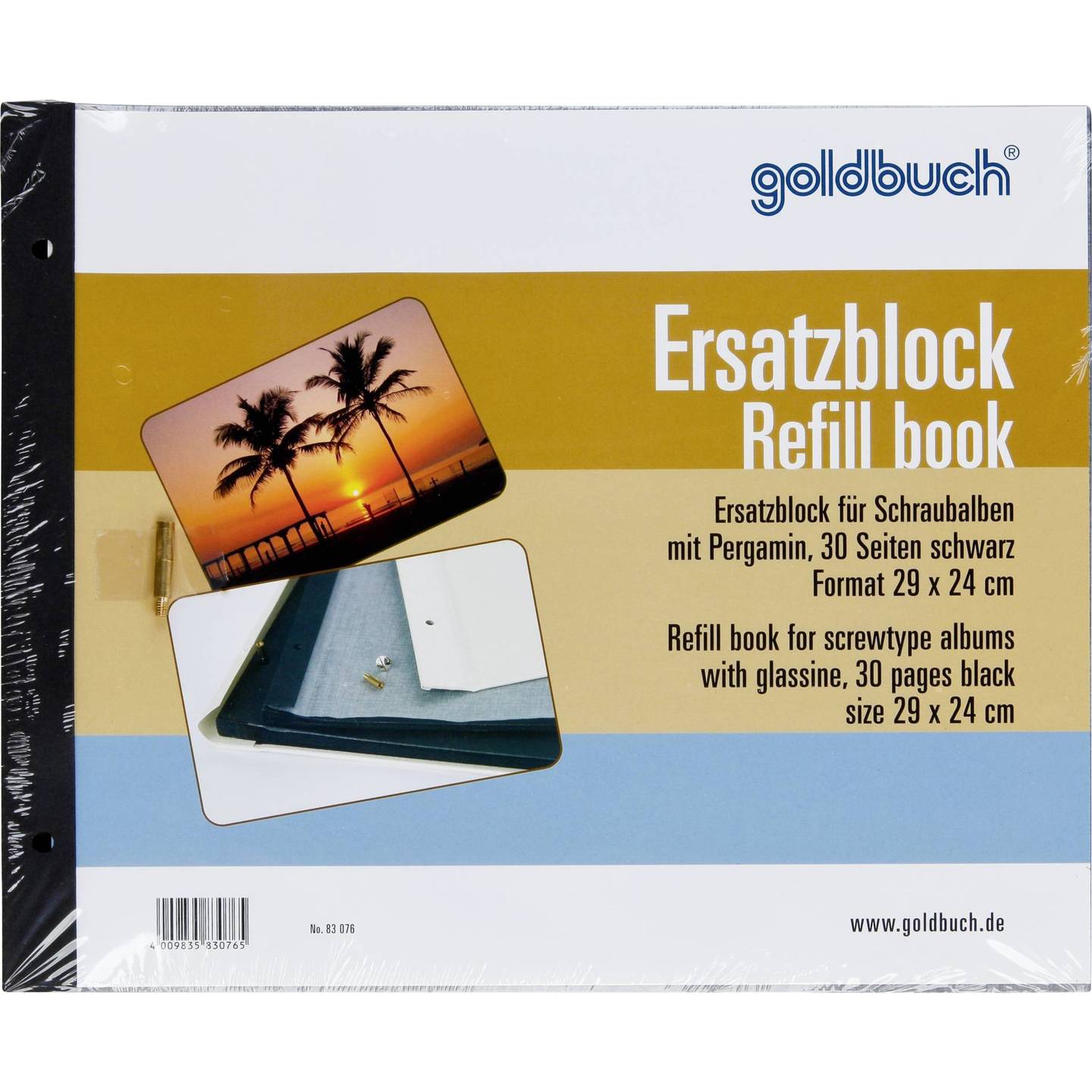B-Ware Goldbuch Ersatzblock 29x24cm 30 Seiten schwarz für Schraubalben 83076