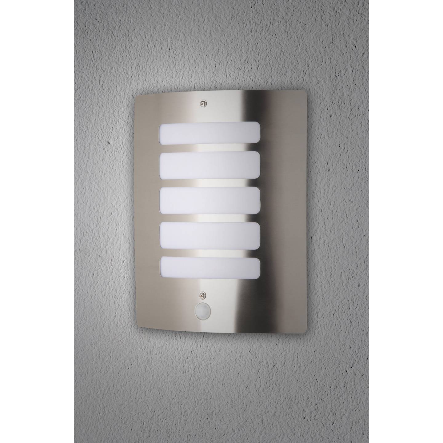 B-Ware Brilliant Außenwandleuchte Wandlampe Bewegungsmelder Edelstahl Diffusor E27 60W