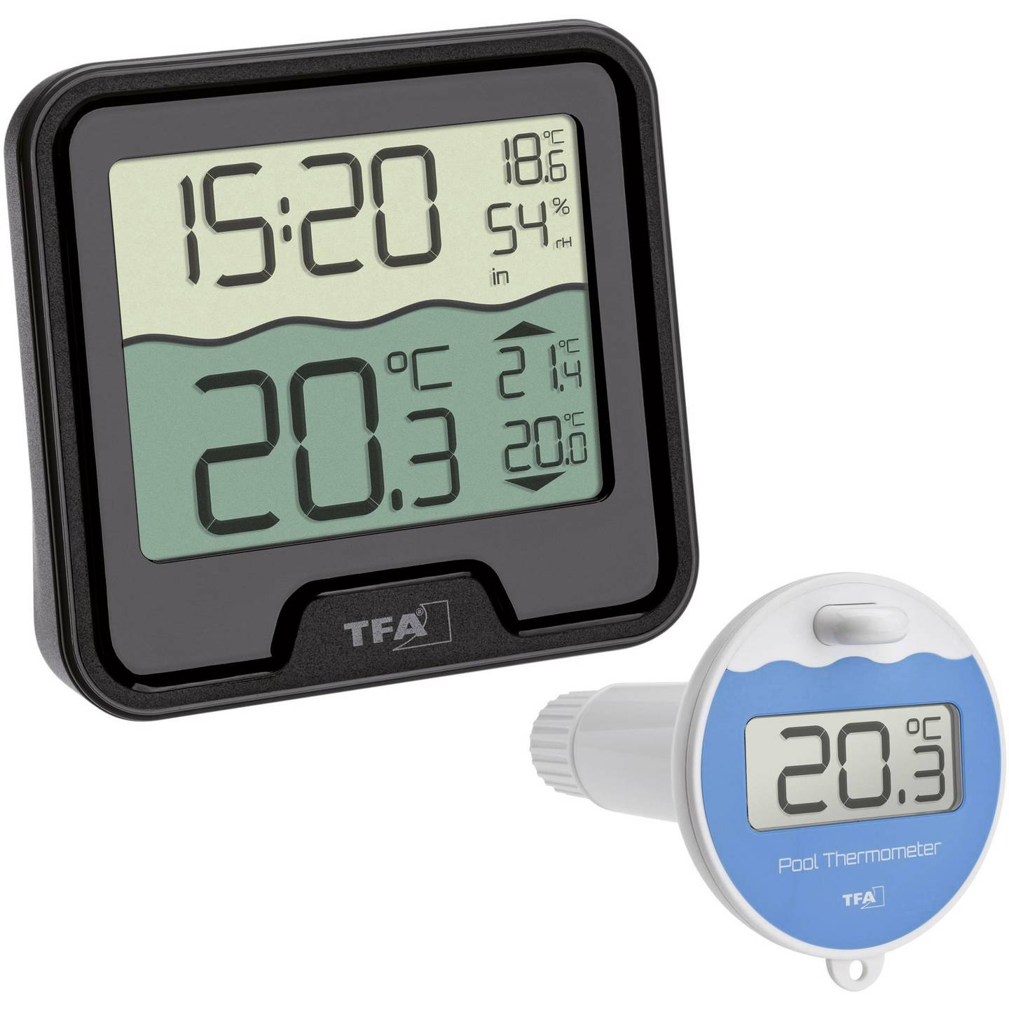 B-Ware TFA Dostmann Marbella Poolthermometer Thermometer Temperaturfühler Pool Schwarz