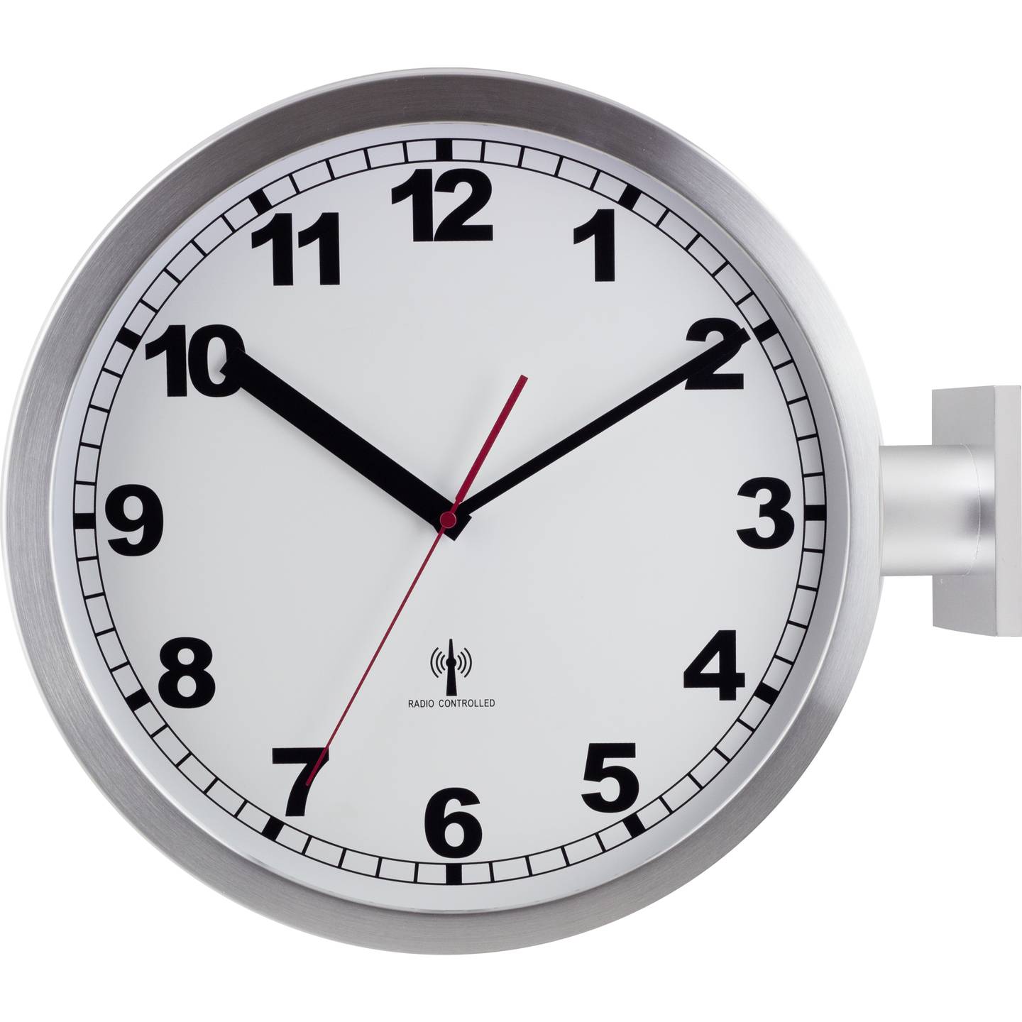 B-Ware EUROTIME Funk Wanduhr 40cm Aluminium analog nostalgisch Wandlampe Uhrzeit