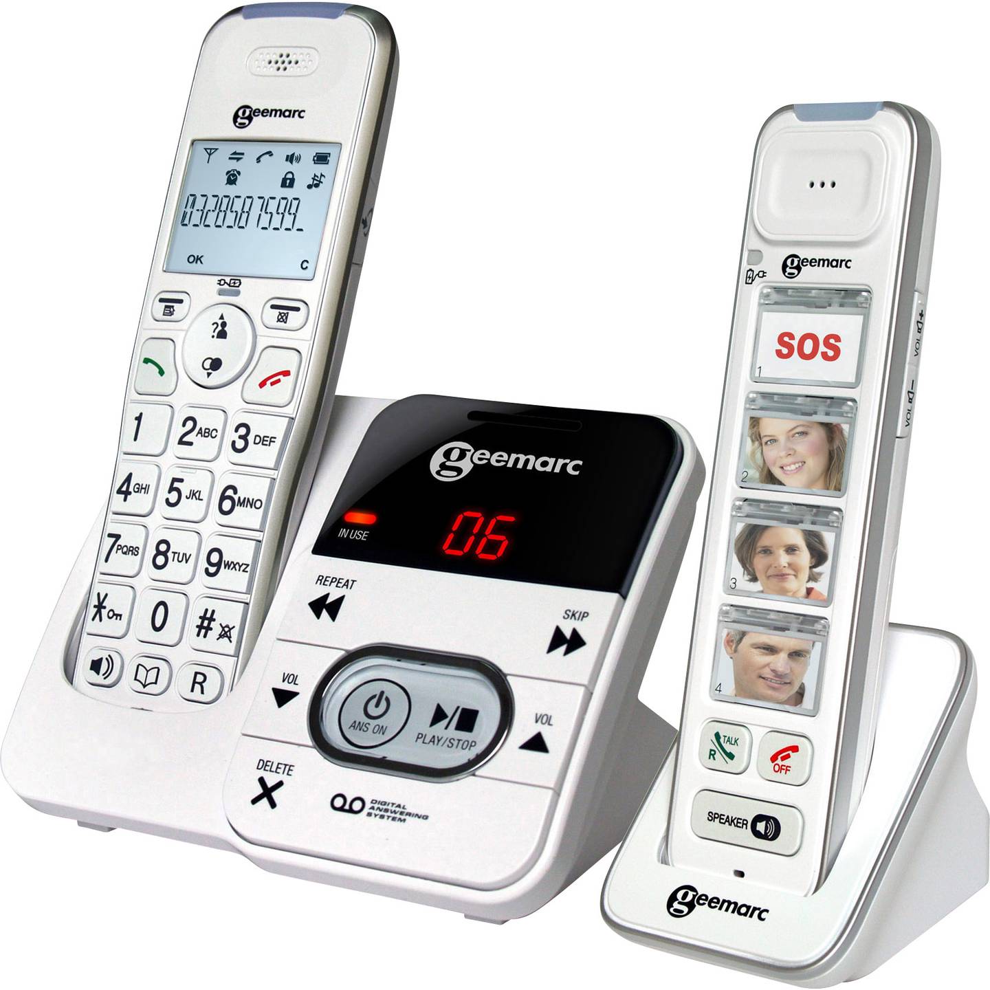 B-Ware Geemarc PACK Mobility 295 Schnurloses Seniorentelefon Anrufbeantworter Set weiß