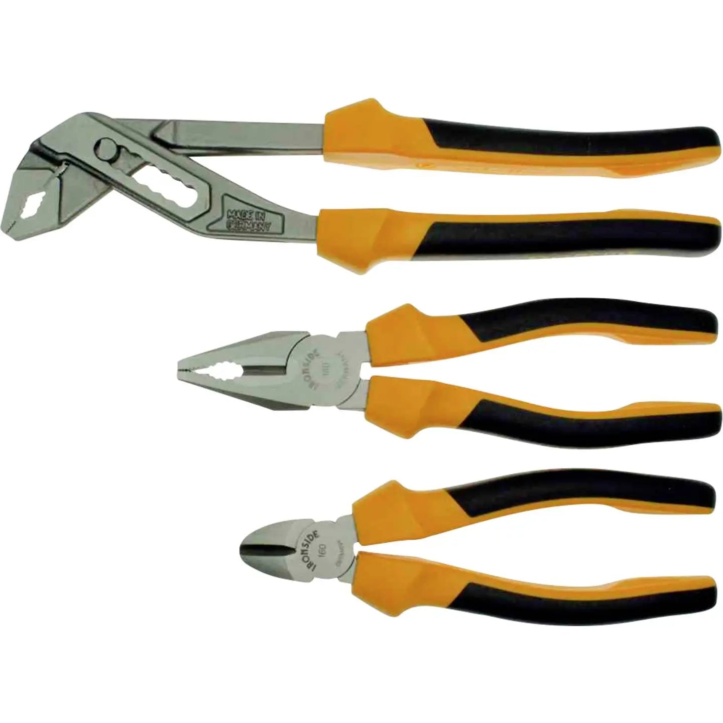 B-Ware Ironside Zangen Satz 3 Tlg Kombizange Seitenschneider Wasserpumpenzange Poliert
