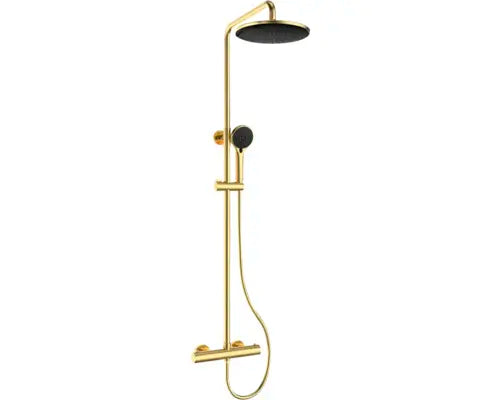 B-Ware Jungborn Duschsystem Duschsäule Brause Lambda Gold Gebürstet Thermostat Dusche