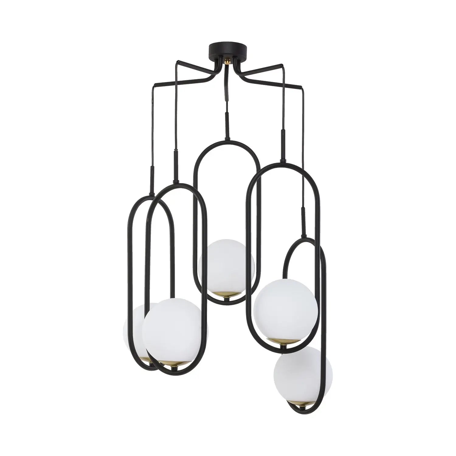 B-Ware Jupiter Samba Hängeleuchte Pendelleuchte Deckenlampe Opalglas Schwarz 5 Flammig