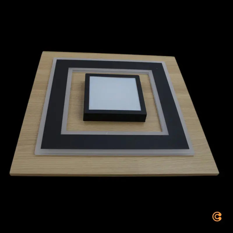 B-Ware Just Light Led Deckenlampe Leuchte Tola Holz Hell Schwarz 3000 K 40x40cm 26 W45