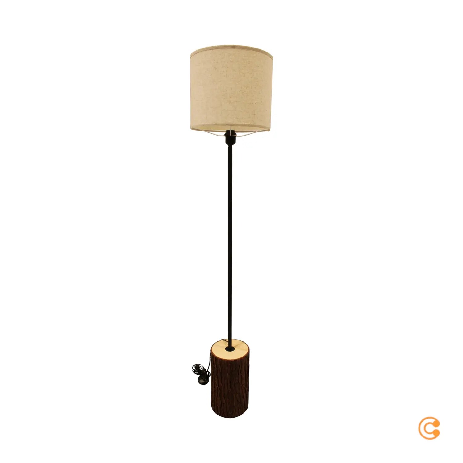 B-Ware Just Light Stehleuchte Lampe Bark Holz Creme Eisen Holz Schalter