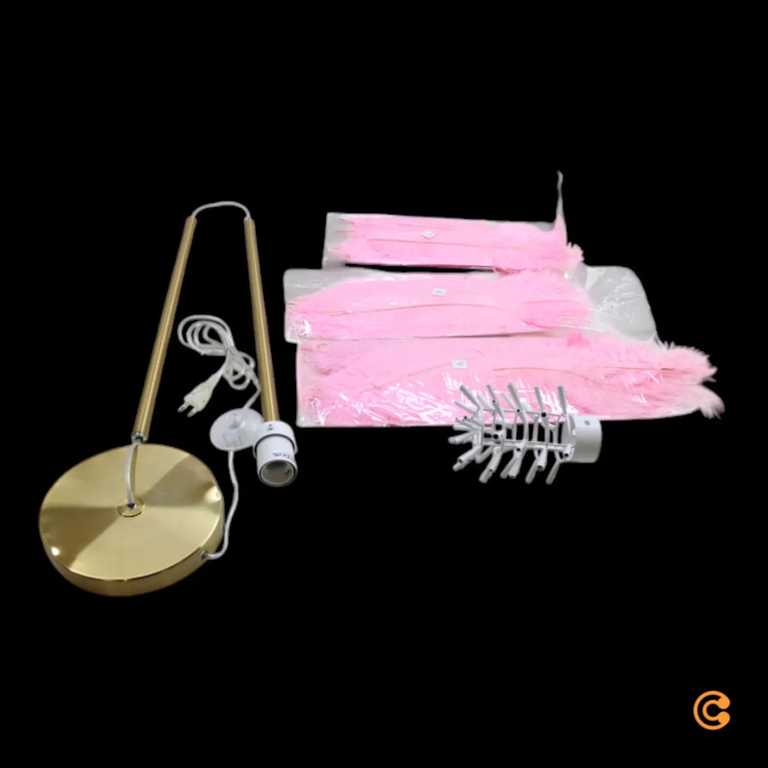 B-Ware Kare Feather Palm Stehleuchte Stehlampe Standleuchte Leuchte E27 Mit Federn Pink